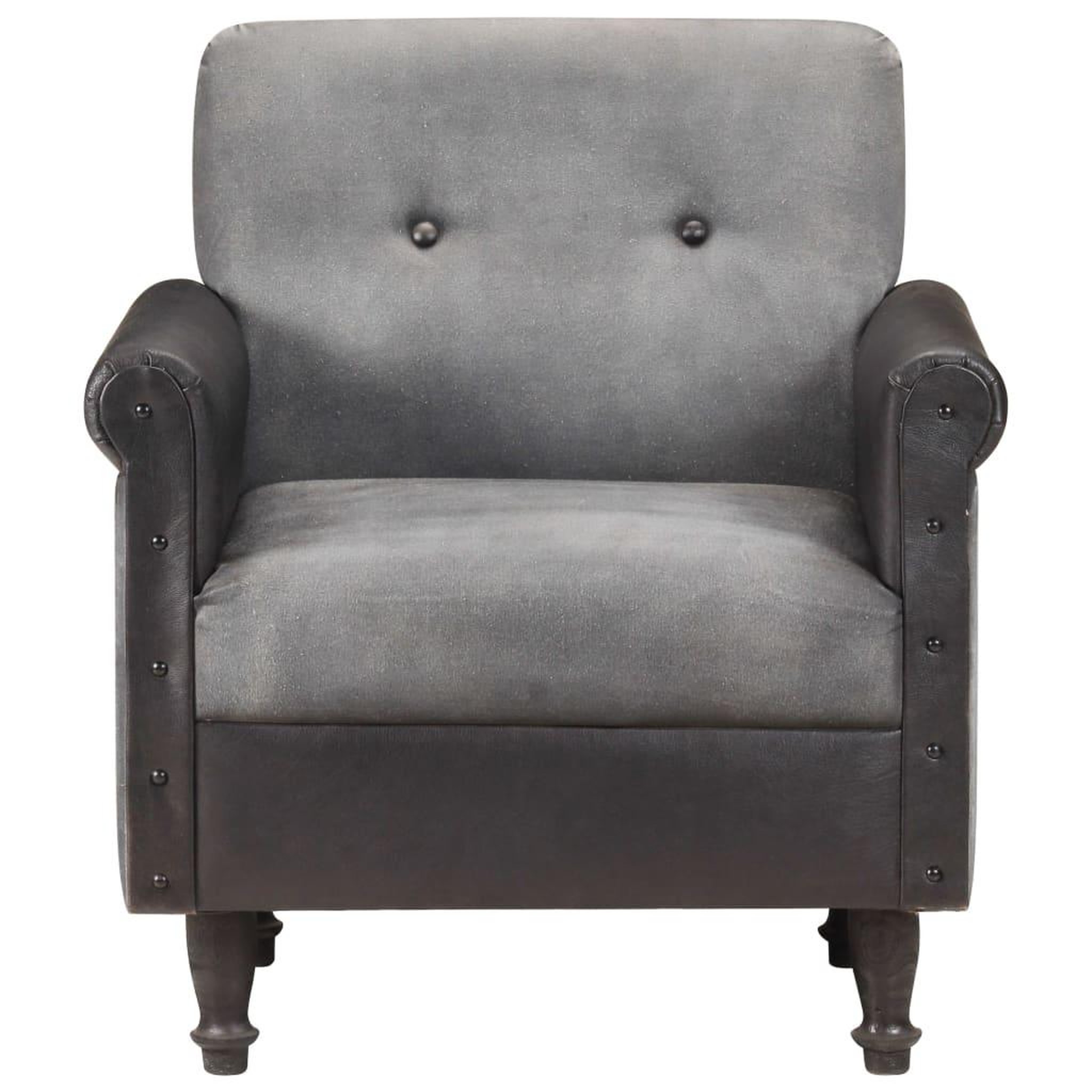 Voir la diapositive 2 : VIDAXL Chaise cabriolet noir cuir veritable et toile
