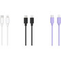 Voir la diapositive 2 : ESSENTIEL B Câble Lightning pack 3 câbles USB 1M Blanc/Noir/Mauve