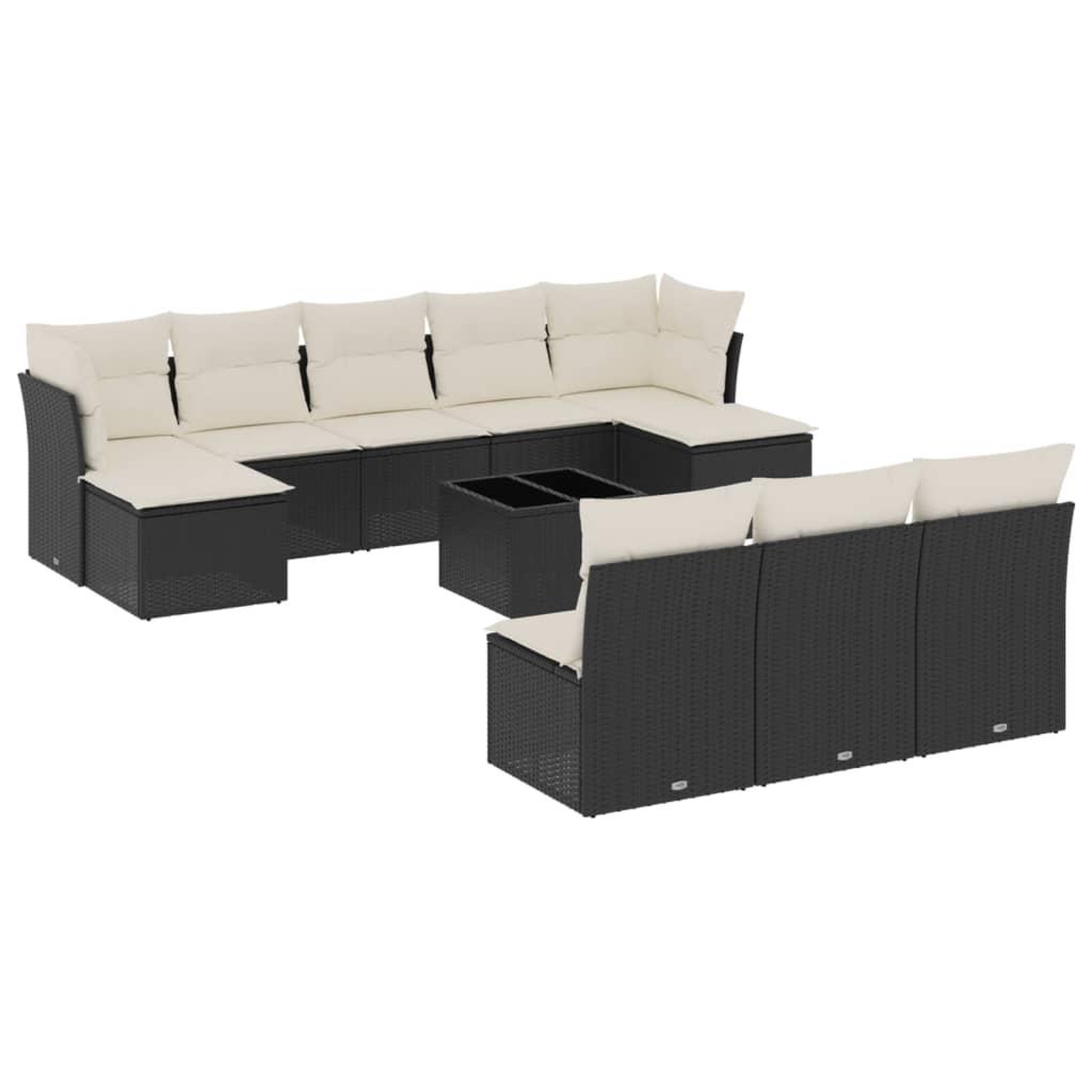 Voir la diapositive 2 : VIDAXL Salon de jardin 11 pcs avec coussins noir resine tressee