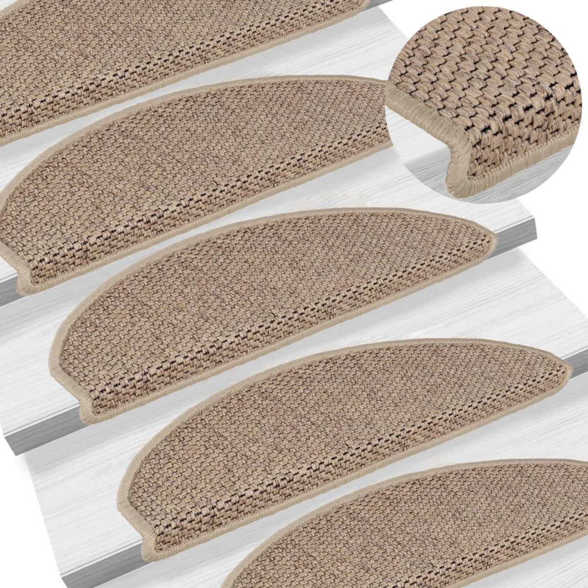 VIDAXL Tapis d'escalier autocollants 15 pcs 65x21x4 cm Sable