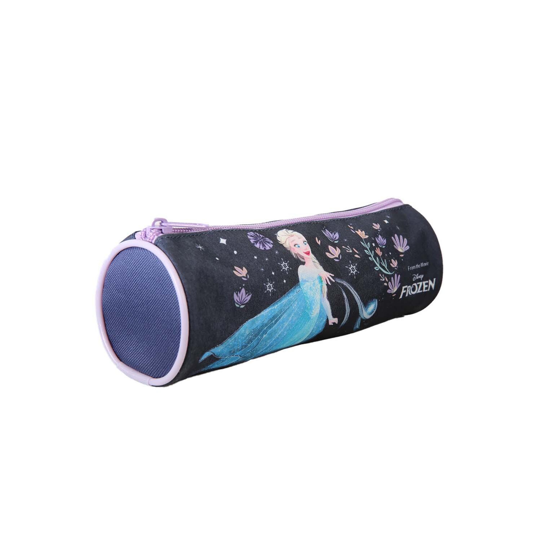 Voir la diapositive 2 : Bagtrotter Disney Frozen - La Reine des Neiges - Trousse Scolaire Ronde - Bleu/Violet - Fille - 1 Compartiment-