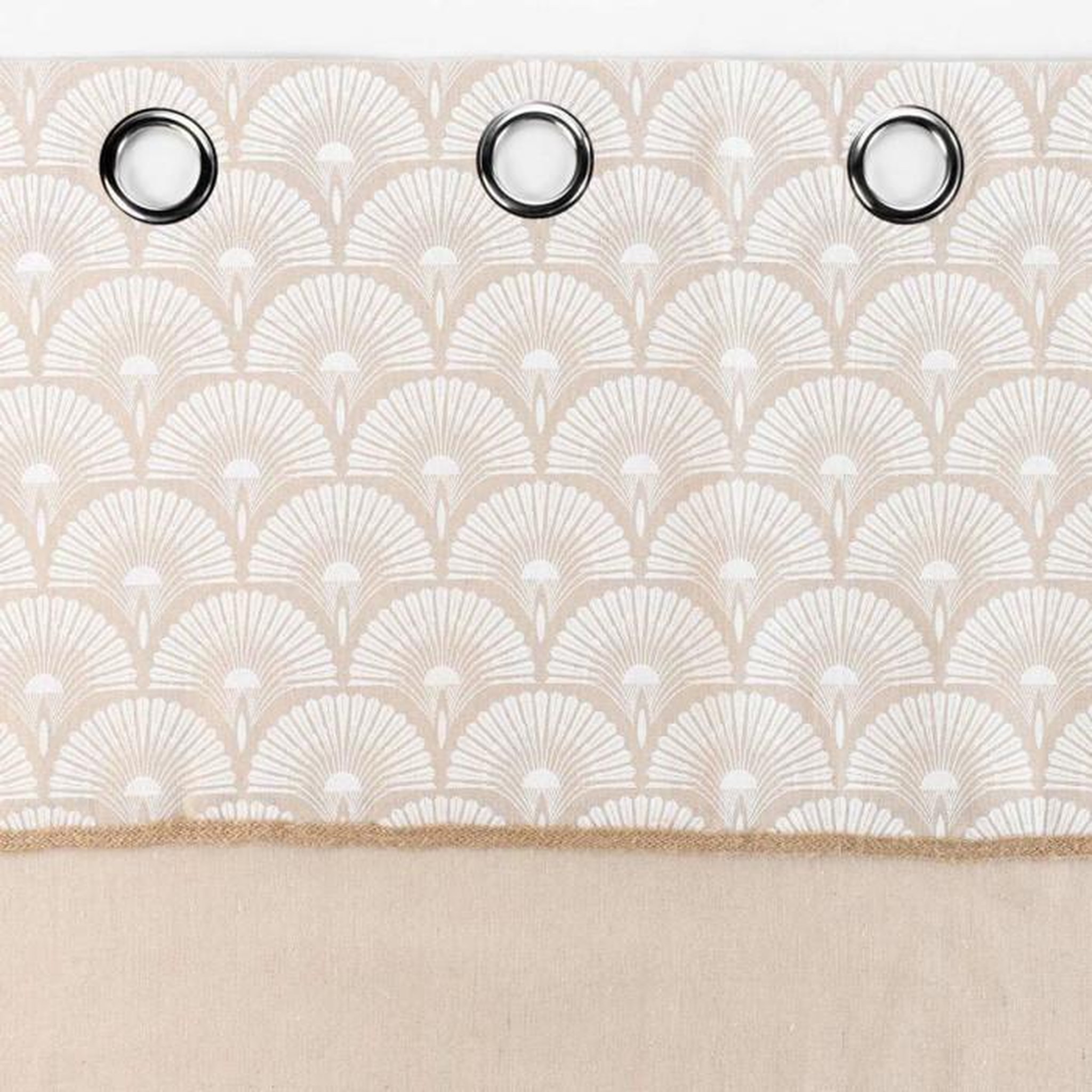 Voir la diapositive 3 : Paris Prix Rideau à Œillets Imprimé  Bahina  140x240cm Beige & Blanc
