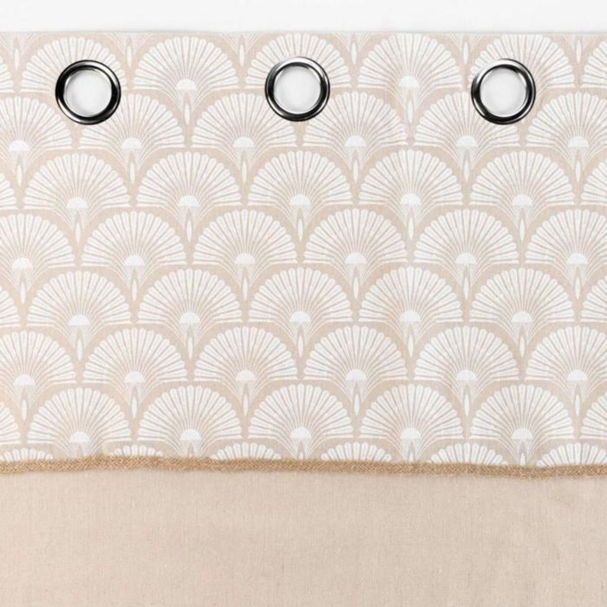 Paris Prix Rideau à Œillets Imprimé  Bahina  140x240cm Beige & Blanc