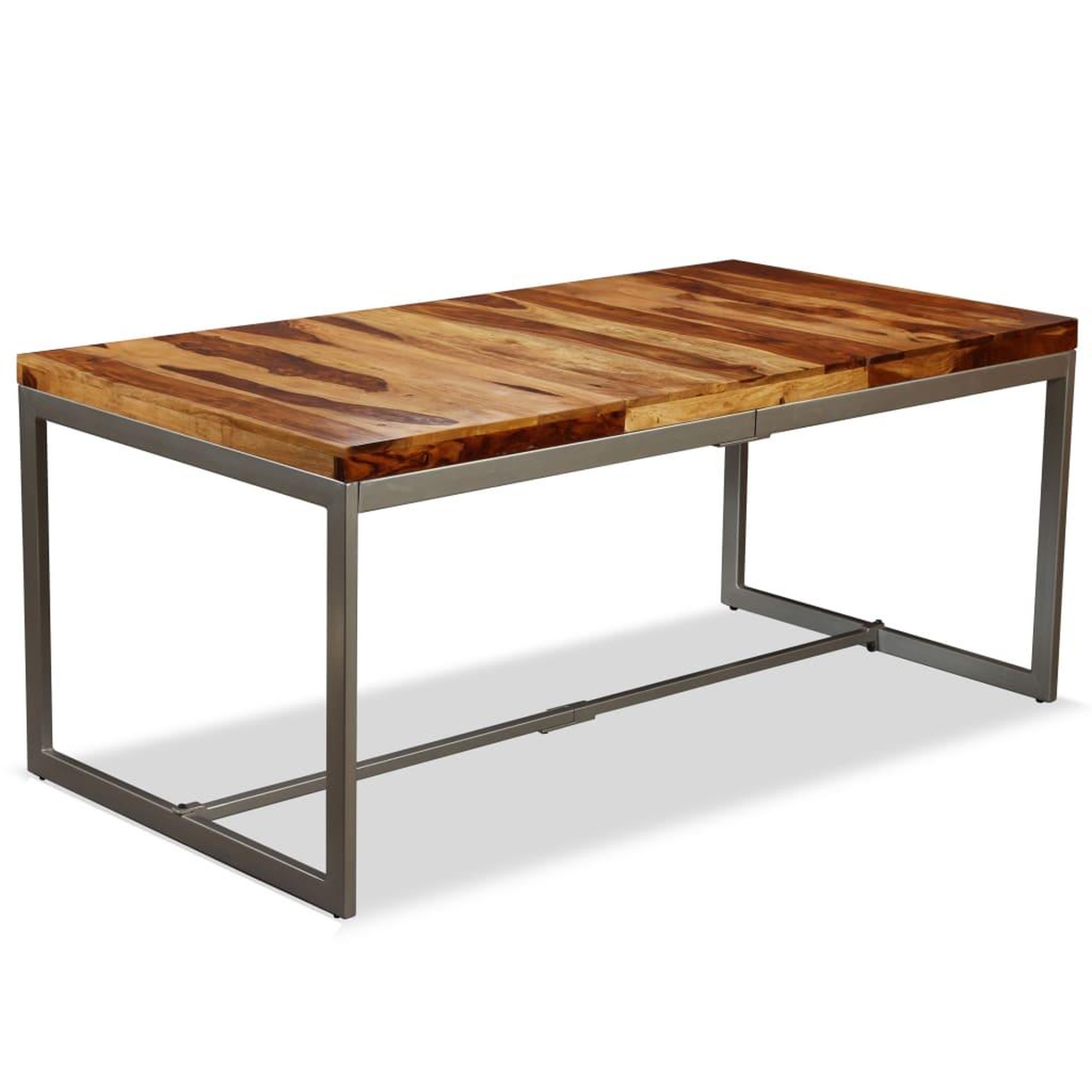 Voir la diapositive 2 : VIDAXL Table a manger bois massif et acier 180 cm