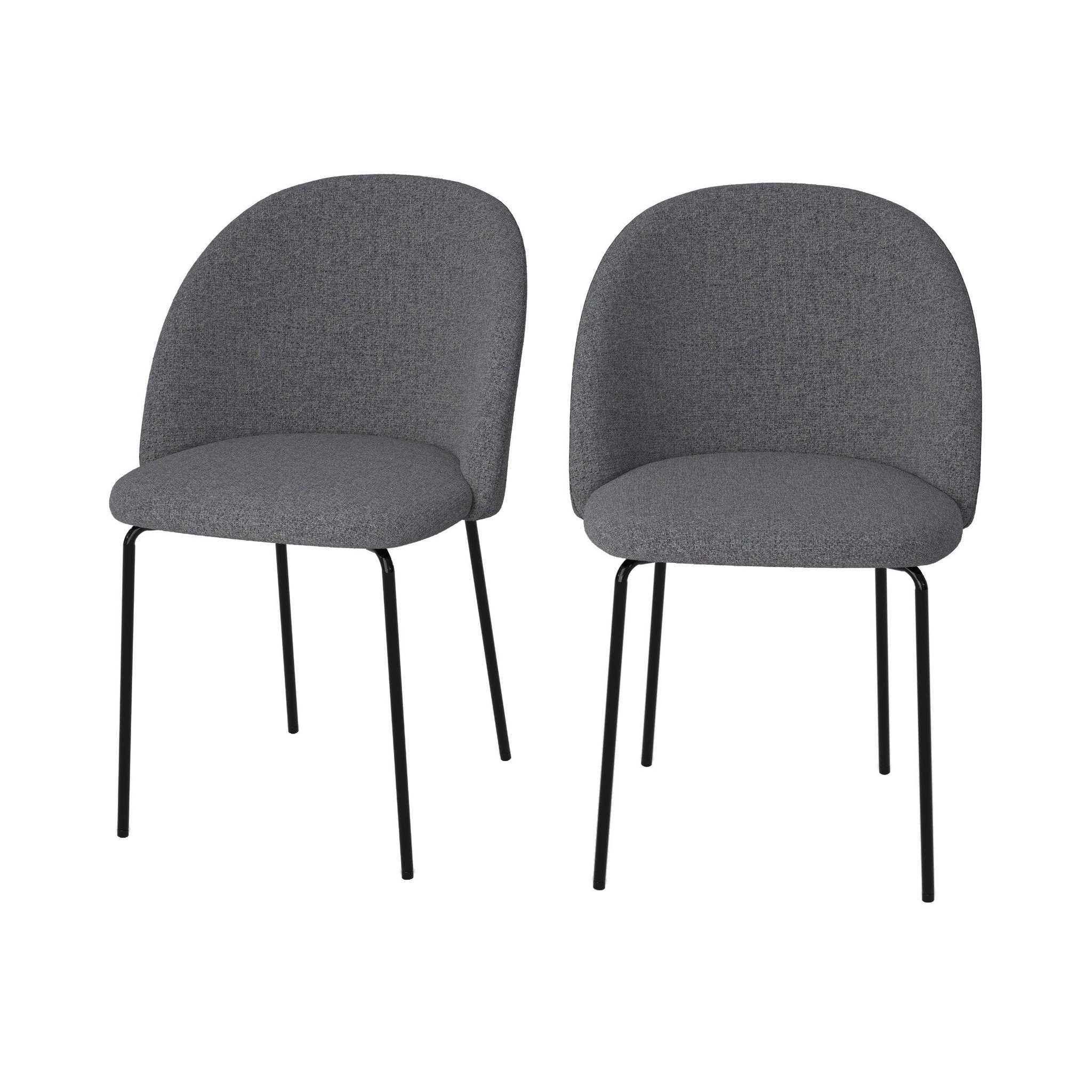 MAISON PAVANE Lot de 2 chaises en tissu chiné gris foncé-karl