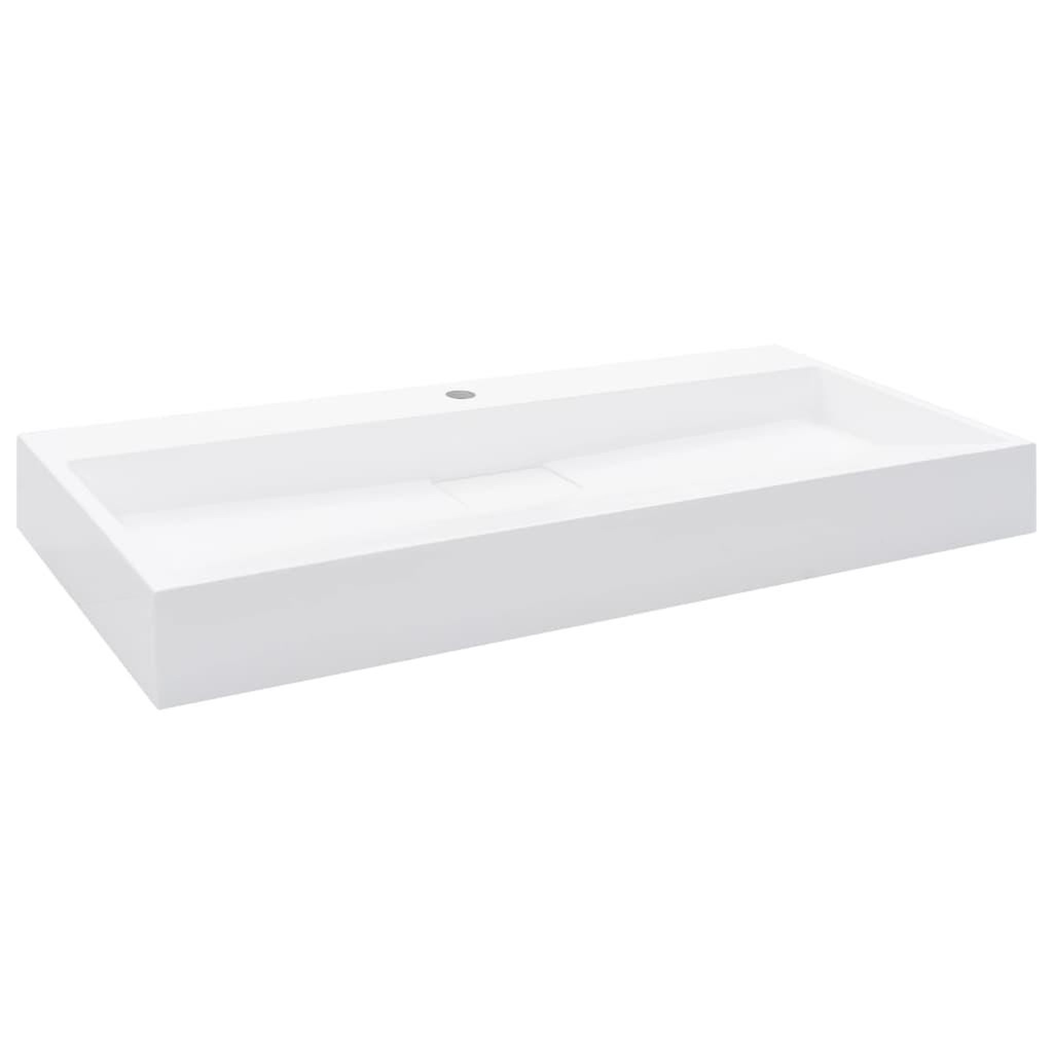 Voir la diapositive 2 : VIDAXL Lavabo 100x46x11 cm Fonte minerale/marbre Blanc