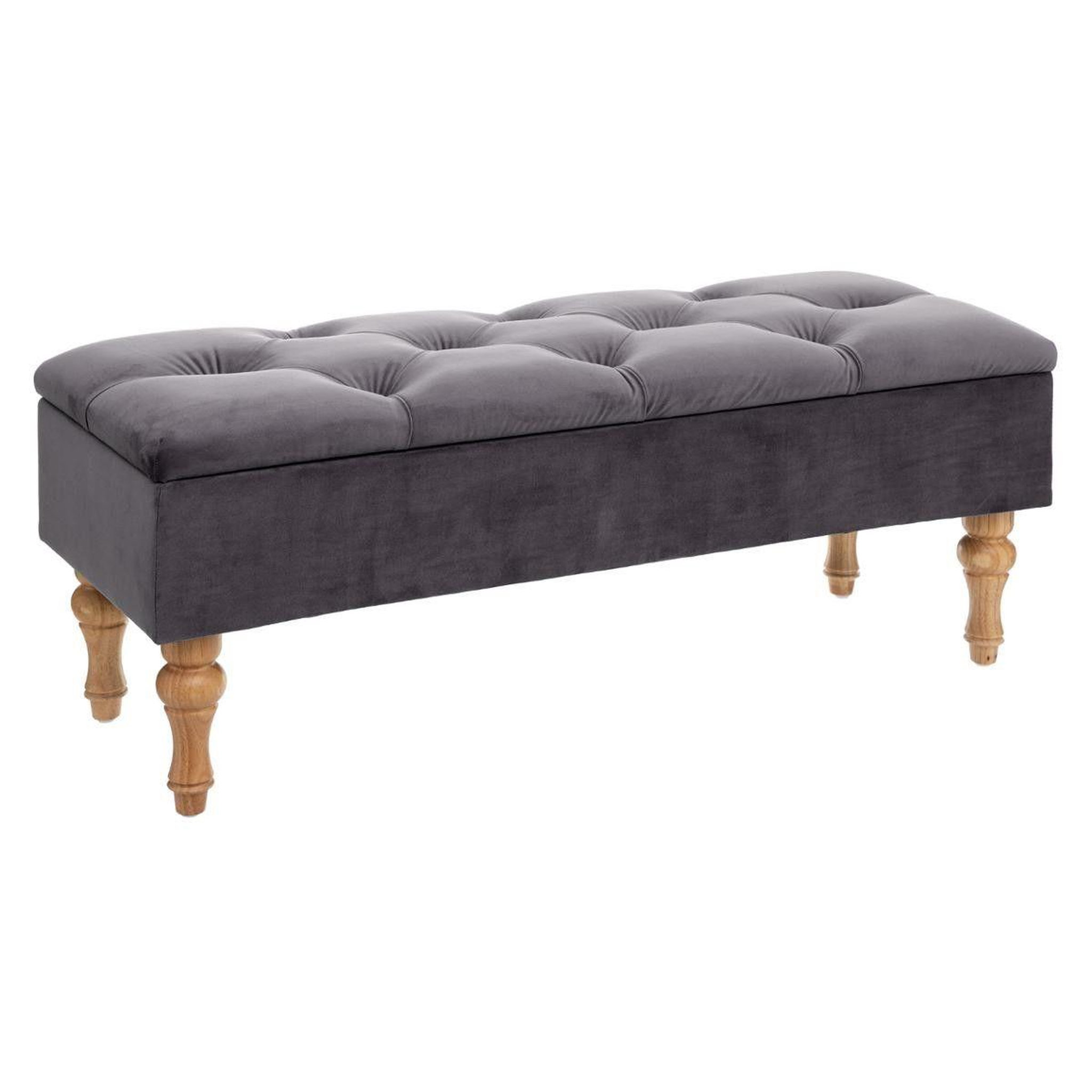 Voir la diapositive 1 : ATMOSPHERA Banc Coffre en Velours  Hiver  102cm Gris