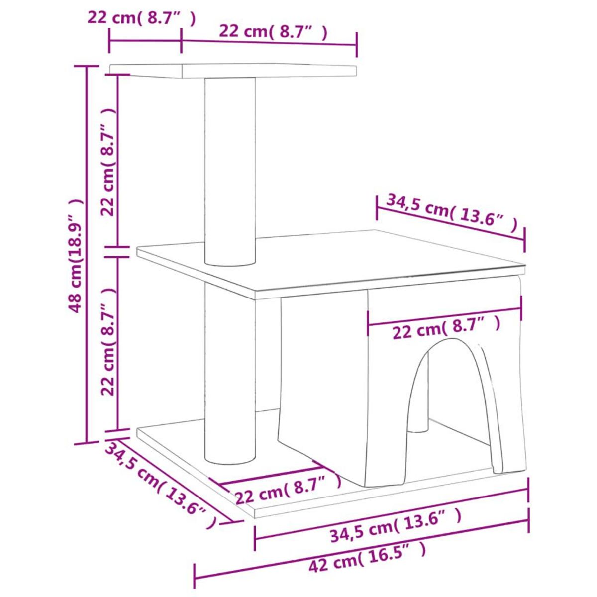 VIDAXL Arbre a chat avec griffoirs en sisal gris clair 48 cm