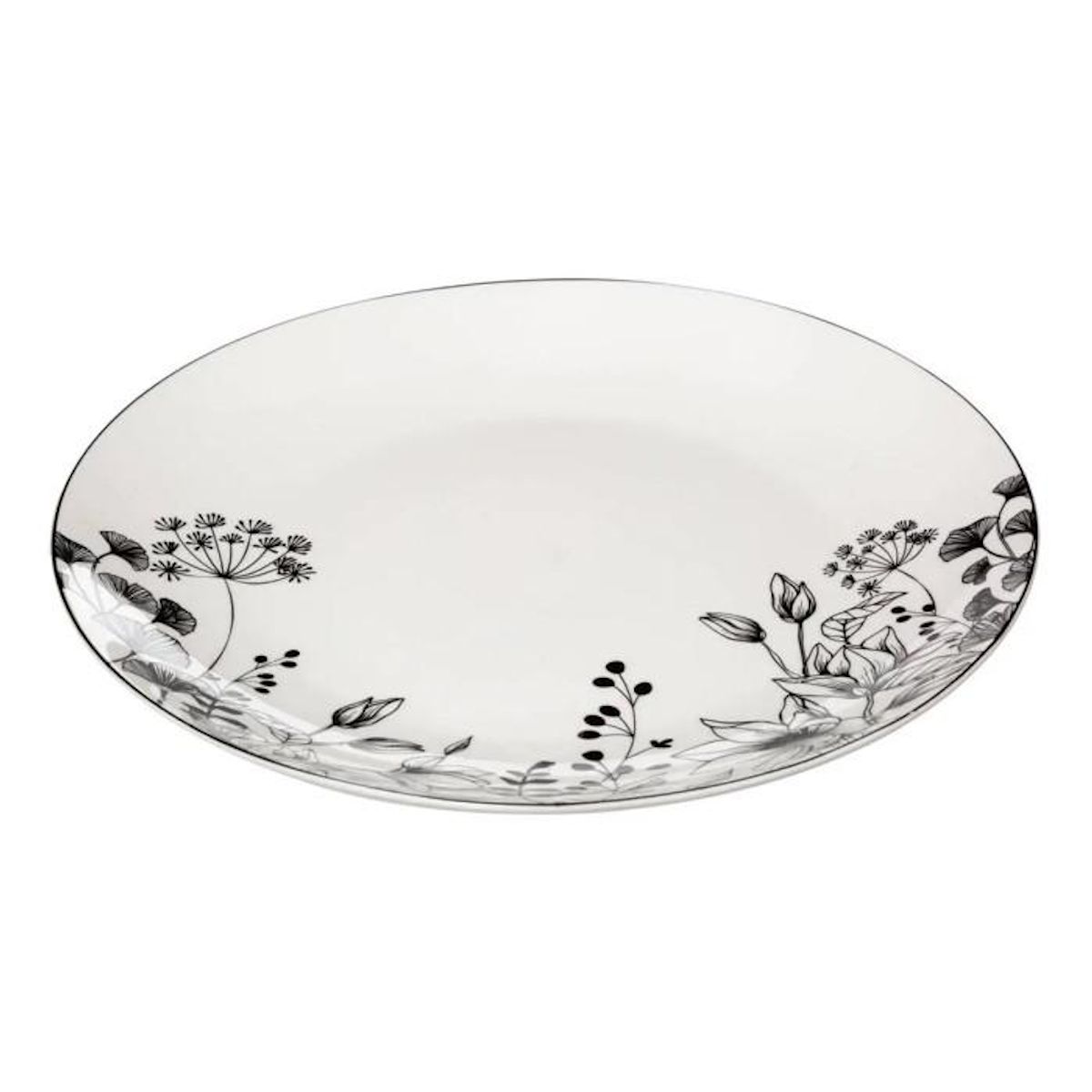 SECRET DE GOURMET Lot de 6 Assiettes Plates  White Floral  27cm Blanc