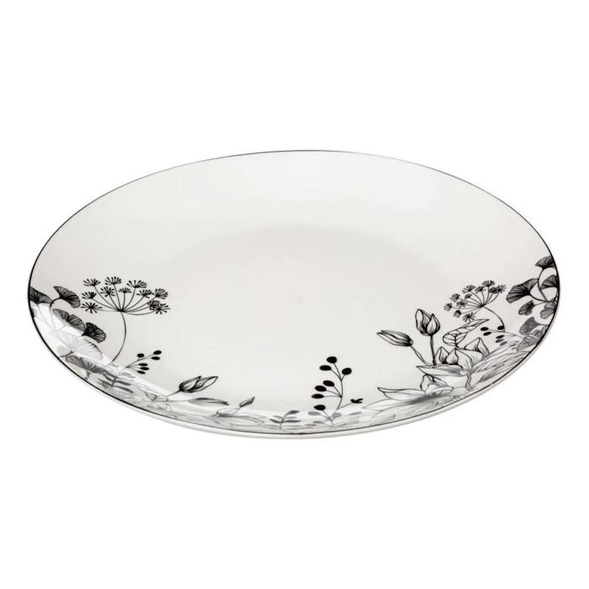 SECRET DE GOURMET Lot de 6 Assiettes Plates  White Floral  27cm Blanc