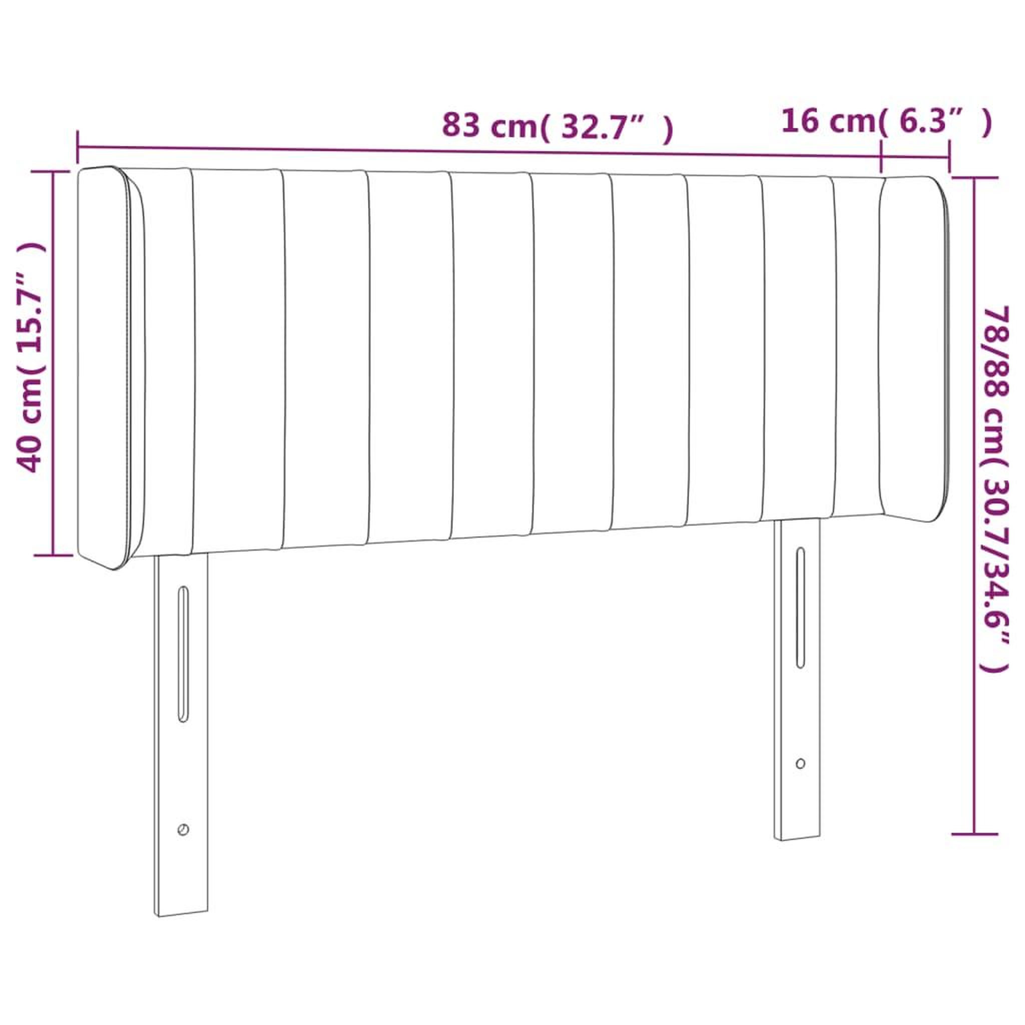 Voir la diapositive 6 : VIDAXL Tete de lit avec oreilles Creme 83x16x78/88 cm Tissu