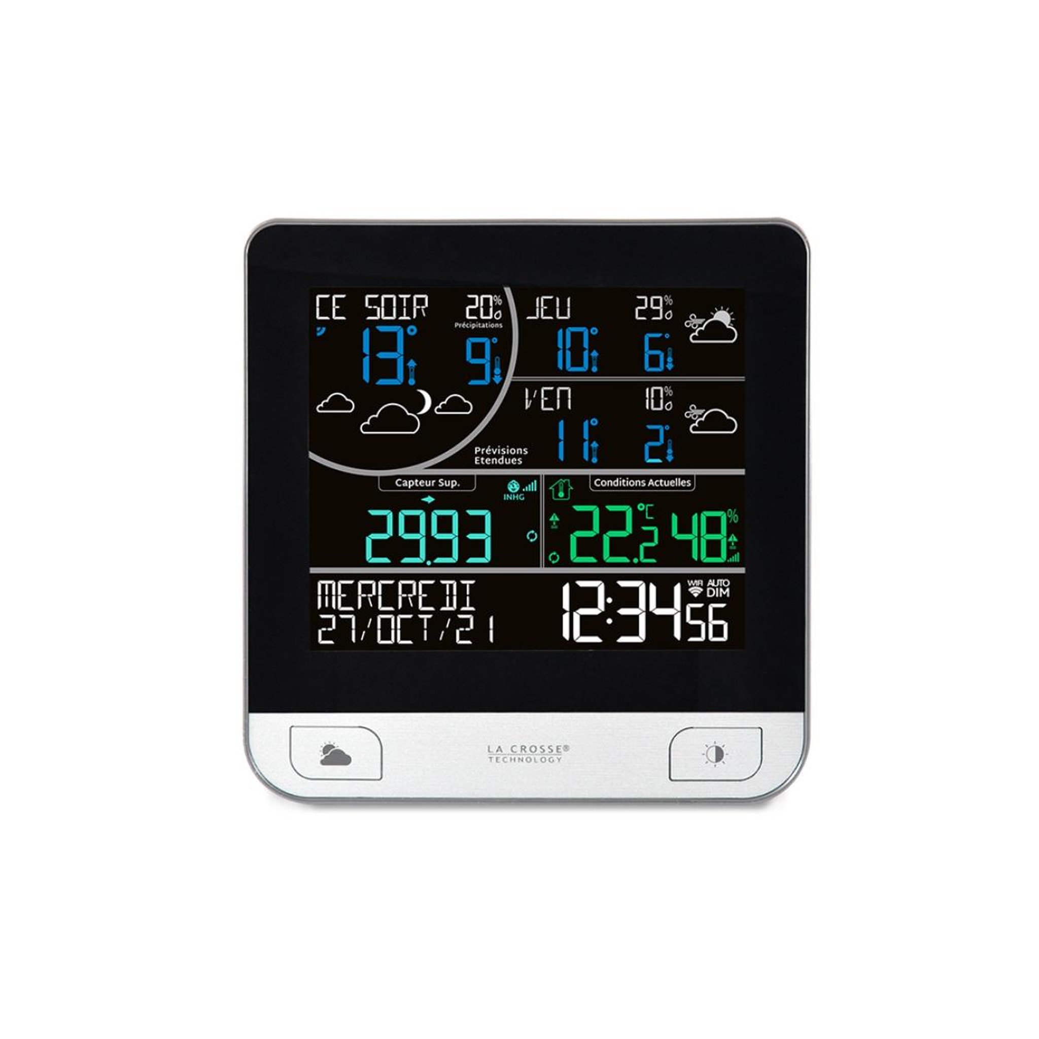 Voir la diapositive 2 : La crosse technology Station météo noir/gris - lw3101-sil