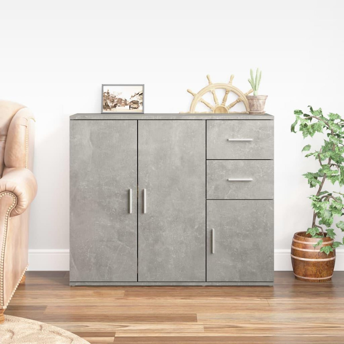 VIDAXL Buffet Gris beton 91x29,5x75 cm Bois d'ingenierie