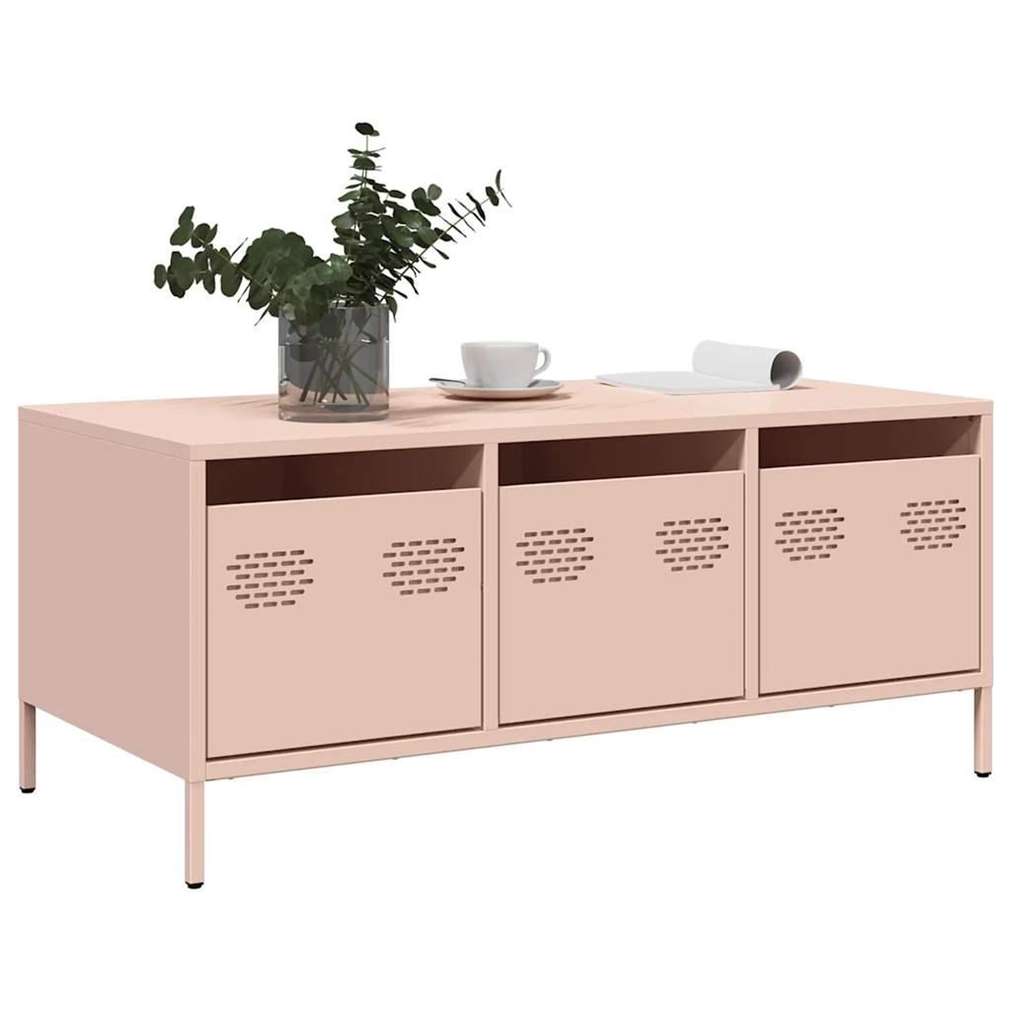 Voir la diapositive 3 : VIDAXL Table basse rose 101,5x50x43,5 cm acier lamine a froid