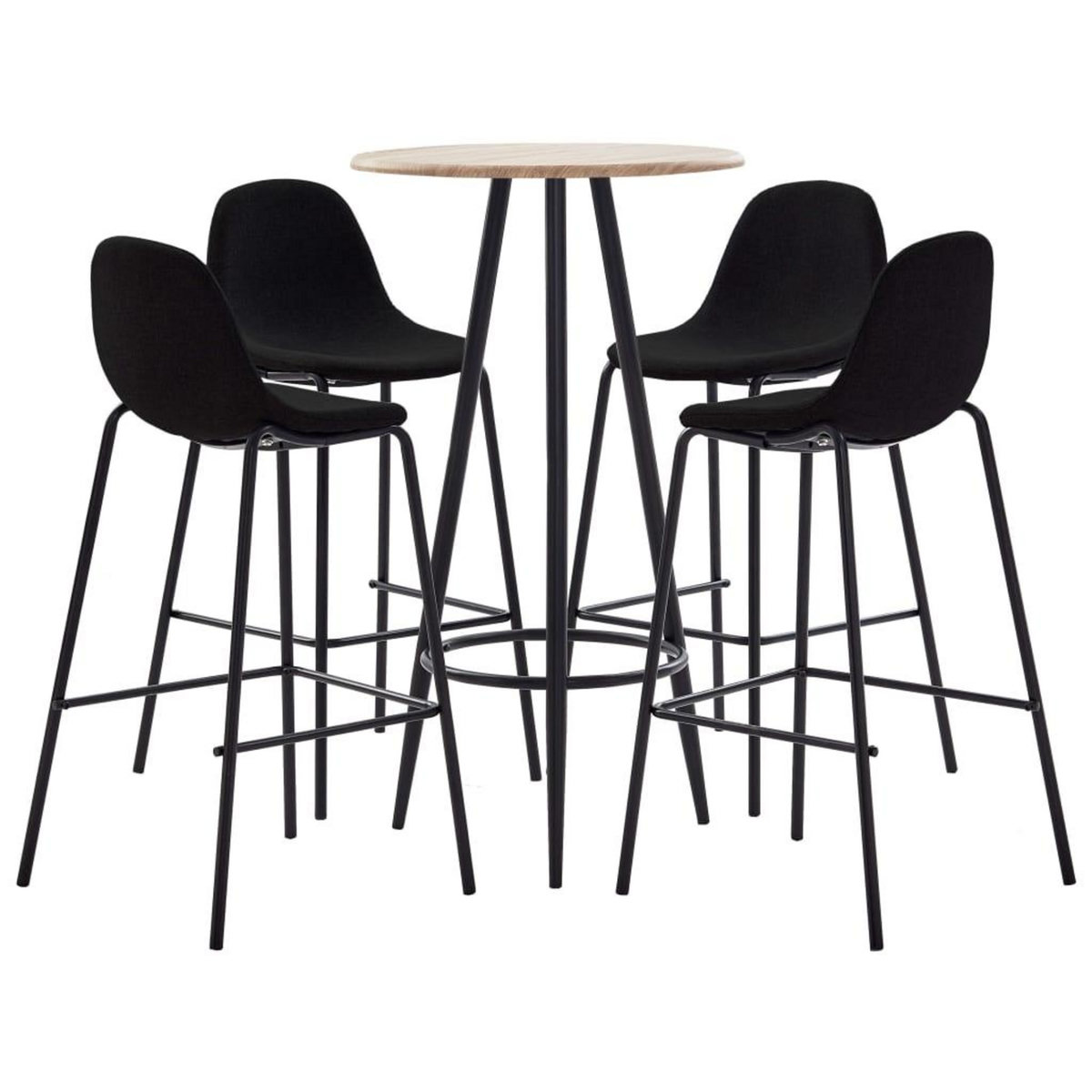 VIDAXL Ensemble de bar 5 pcs Tissu Noir