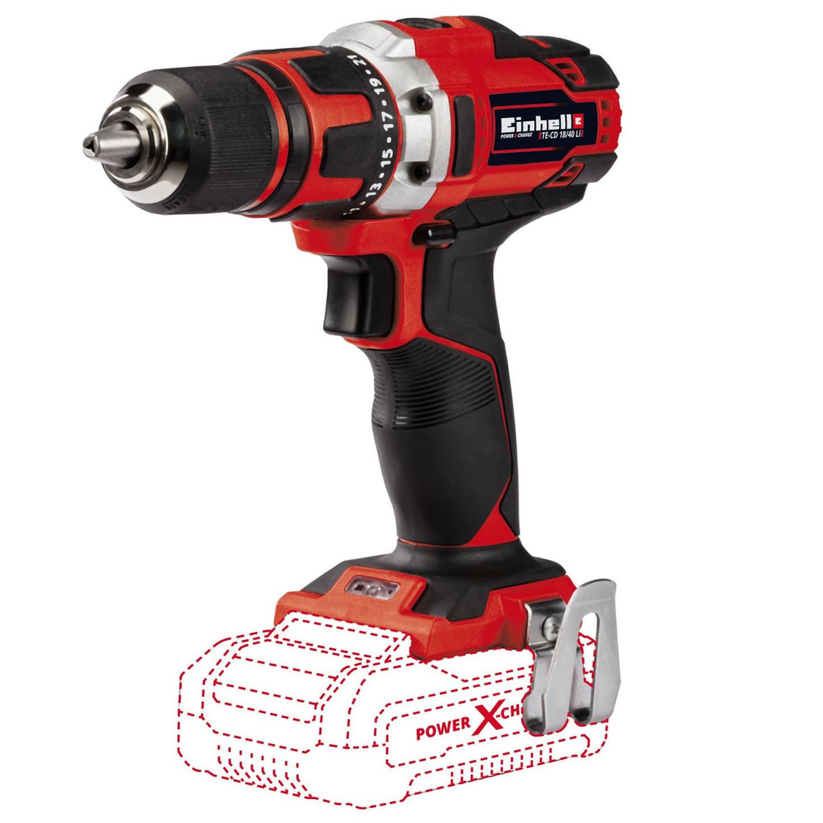 Einhell Einhell TE-CD 18/40 Li-Solo 1500 tr/min Sans clé 1,1 kg Noir, Rouge