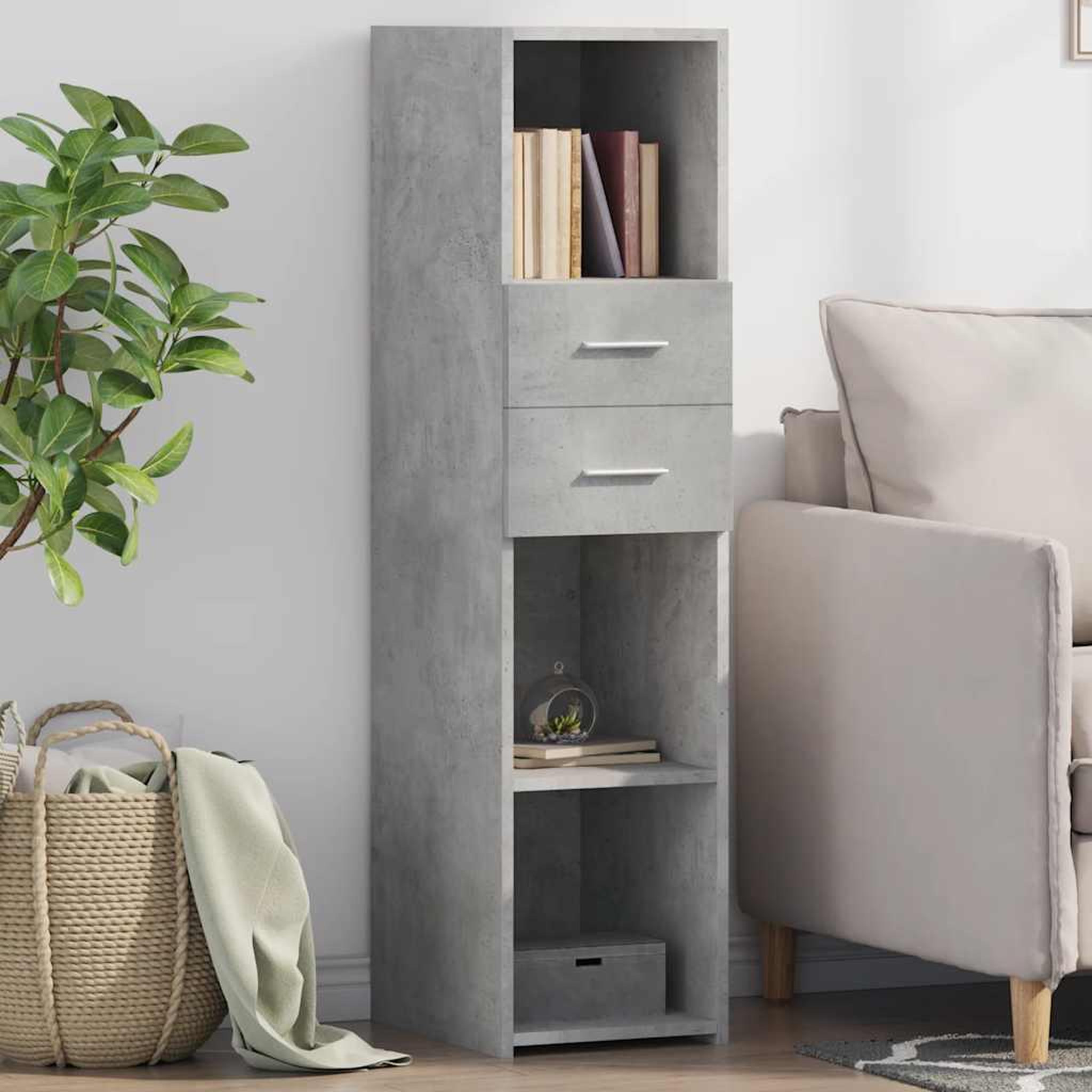 VIDAXL Buffet haut gris beton 30x42,5x124 cm bois d'ingenierie