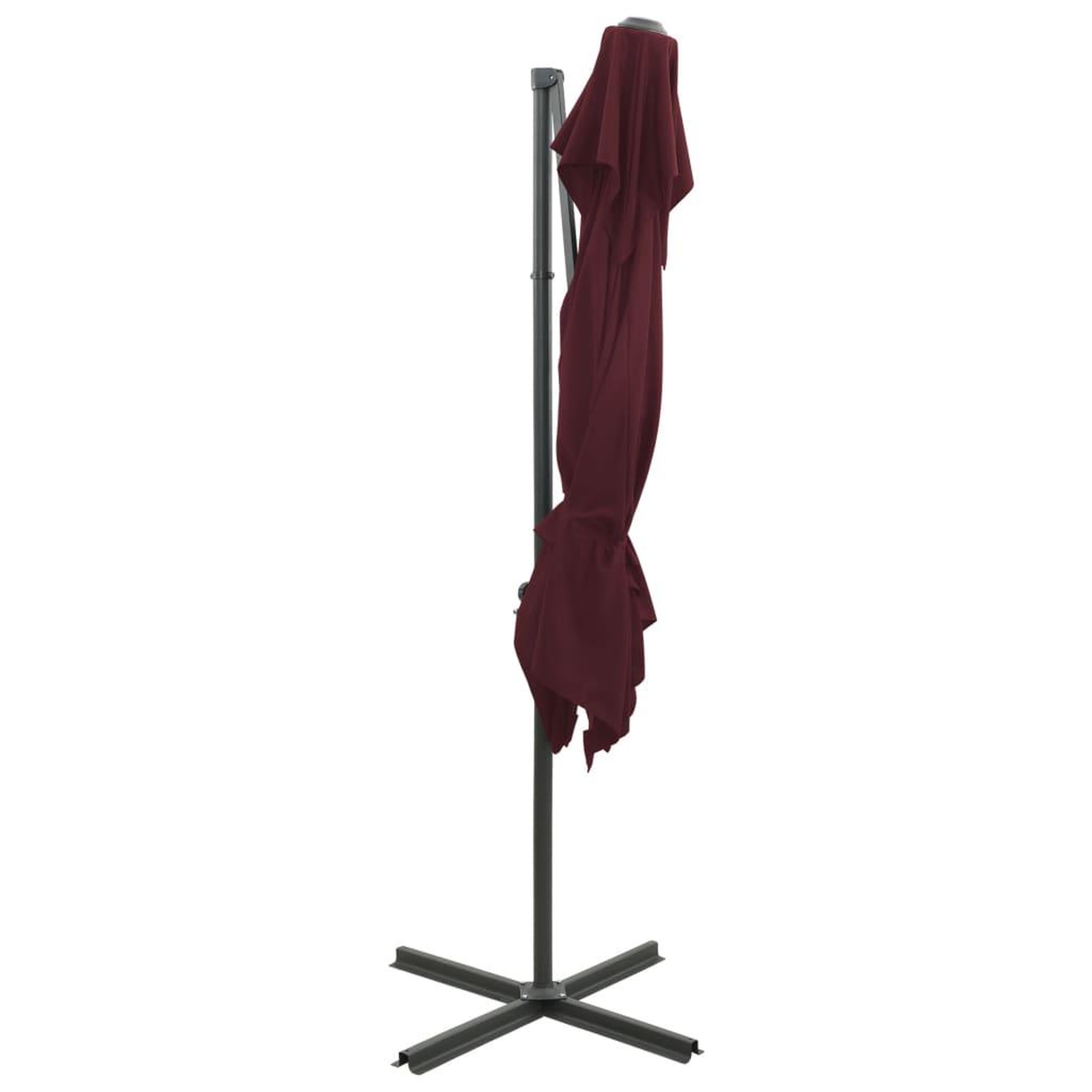 Voir la diapositive 4 : VIDAXL Parasol de jardin en porte-a-faux a double toit rouge bordeaux