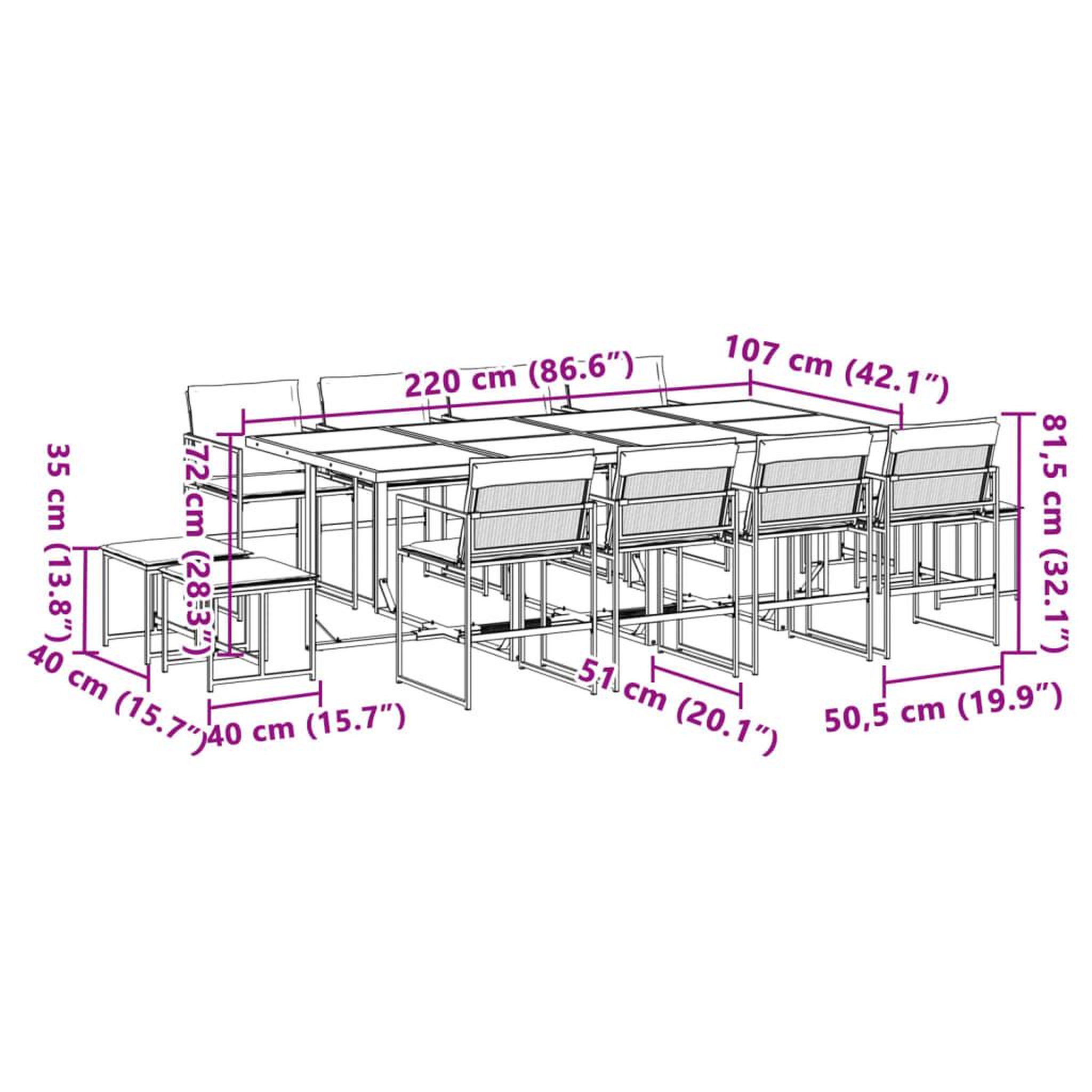 Voir la diapositive 6 : VIDAXL Ensemble a manger de jardin avec coussins 13 pcs noir textilene