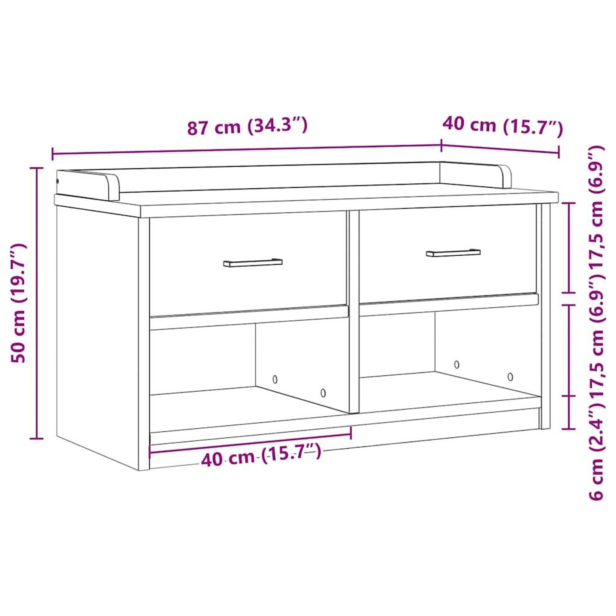 Voir la diapositive 6 : VIDAXL Banc de couloir SANDNES 87x40x50 cm bois de pin massif