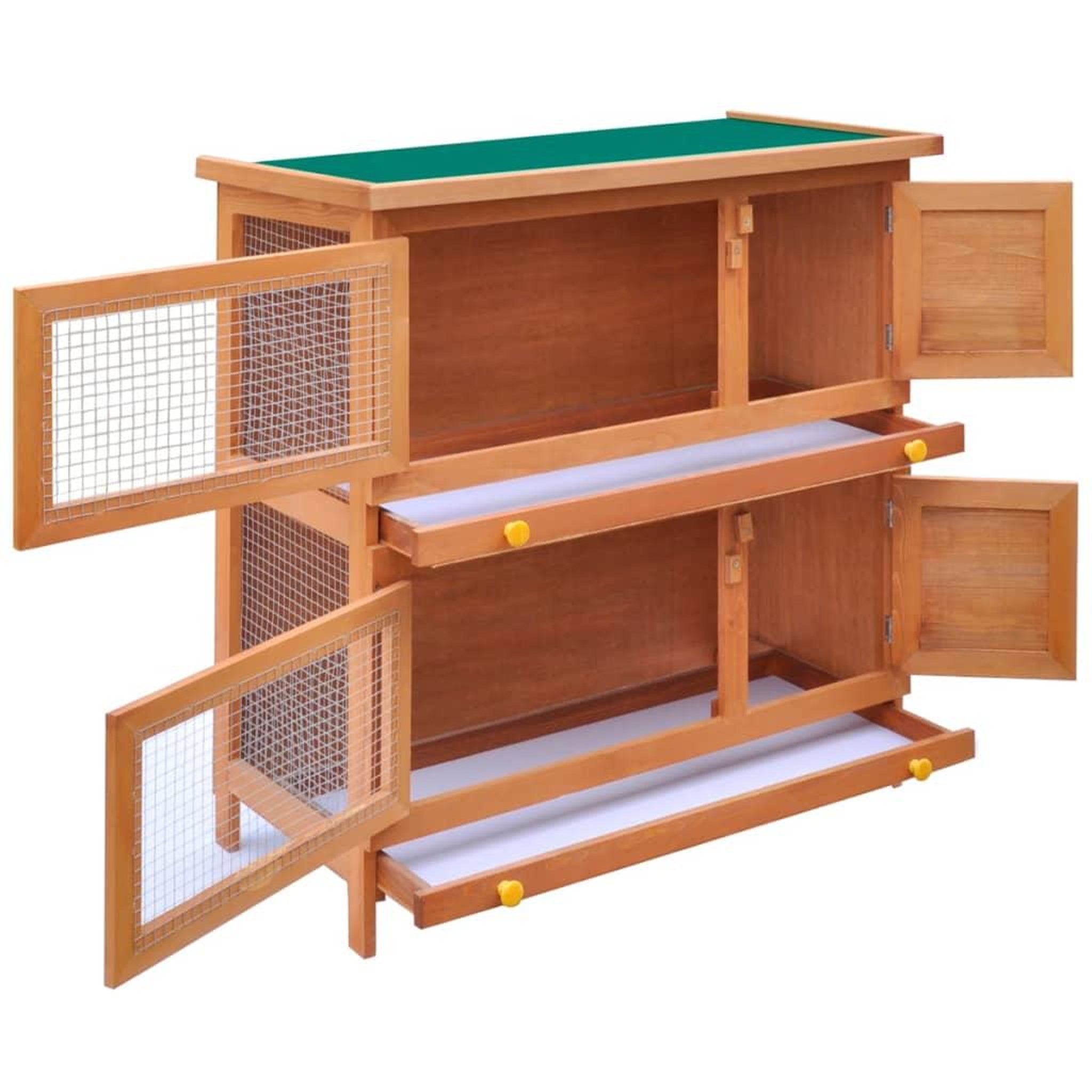 Voir la diapositive 3 : VIDAXL Clapier d'exterieur Enclos pour petits animaux 4 portes Bois