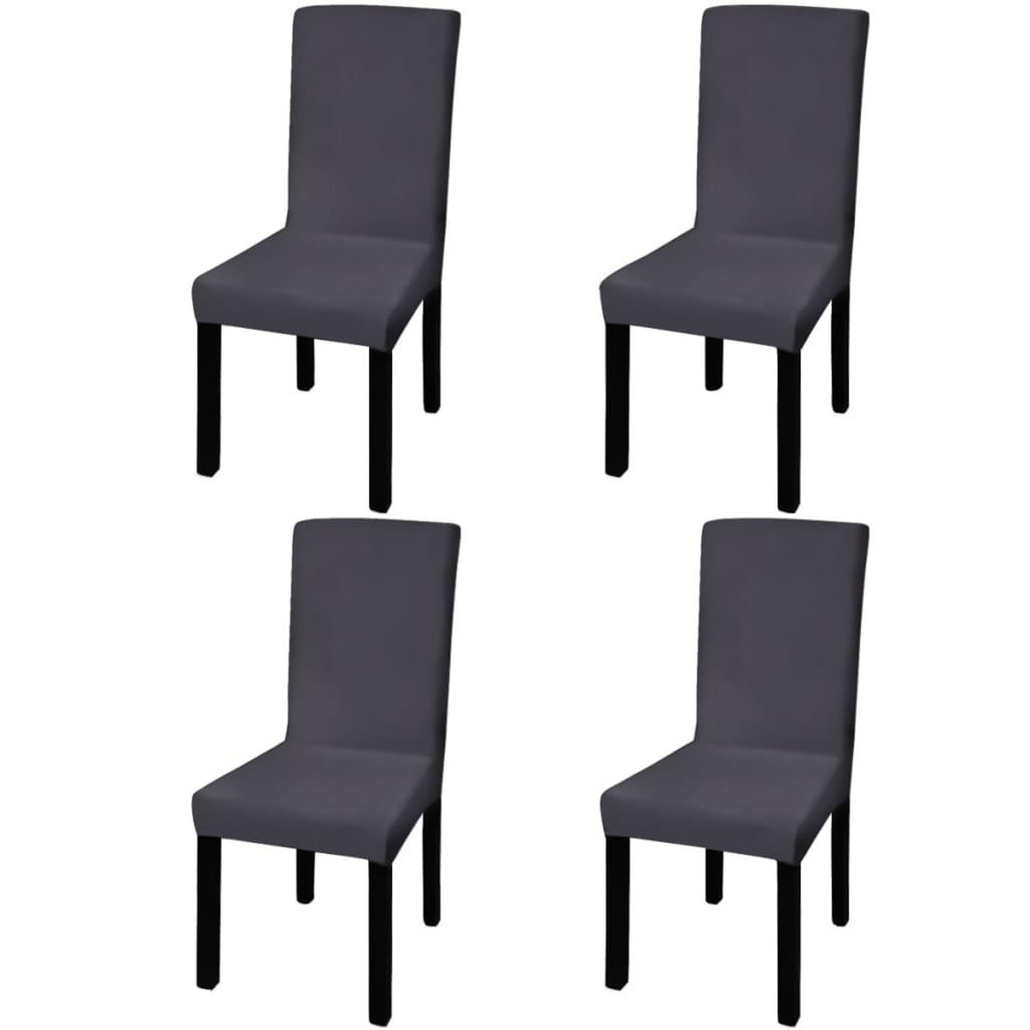 Voir la diapositive 1 : VIDAXL Housse de chaise droite extensible 4 pcs anthracite