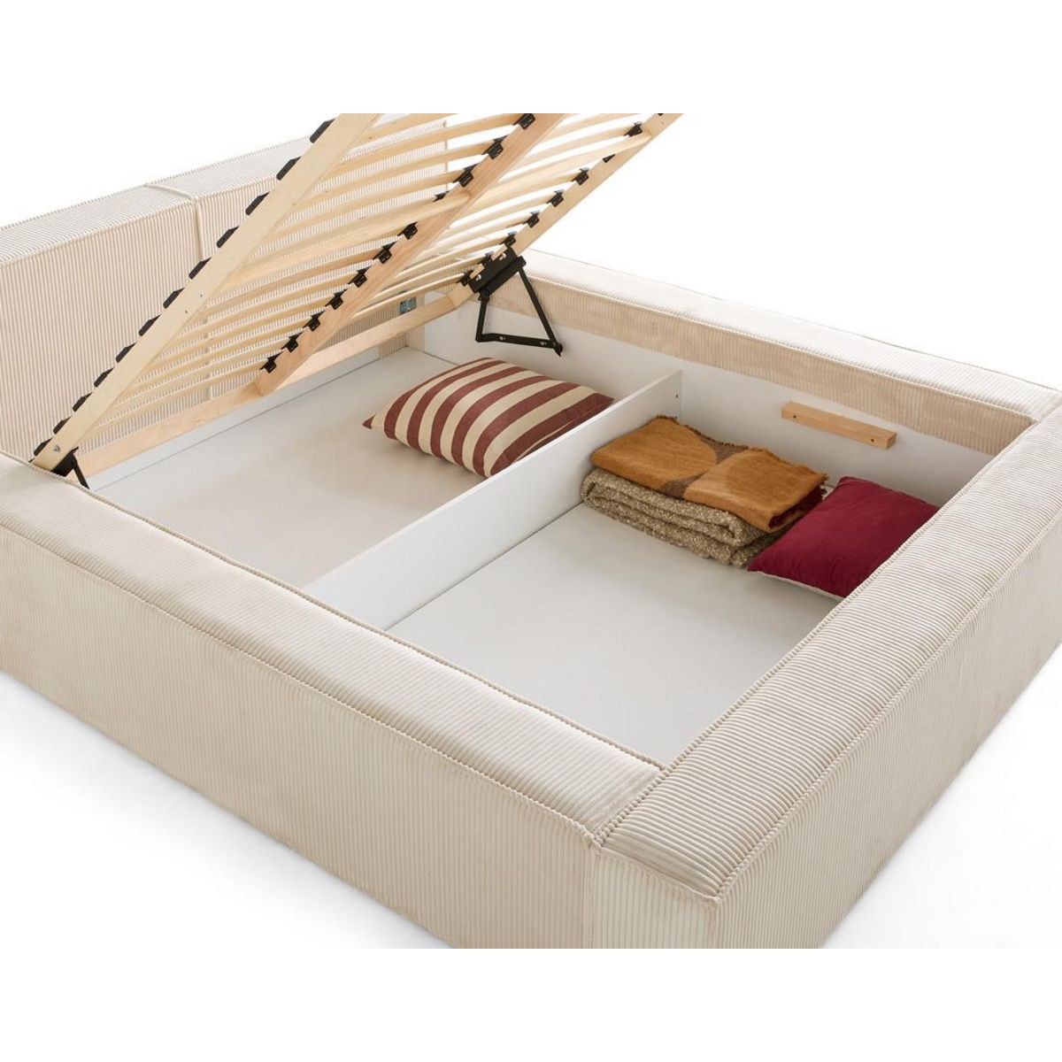 LISA DESIGN Stella - lit coffre - 140x190 cm - sommier inclus - en velours côtelé