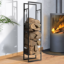 Voir la diapositive 2 : ID MARKET Range bûches vertical acier noir avec étagère et accessoires H. 170 cm pour cheminée