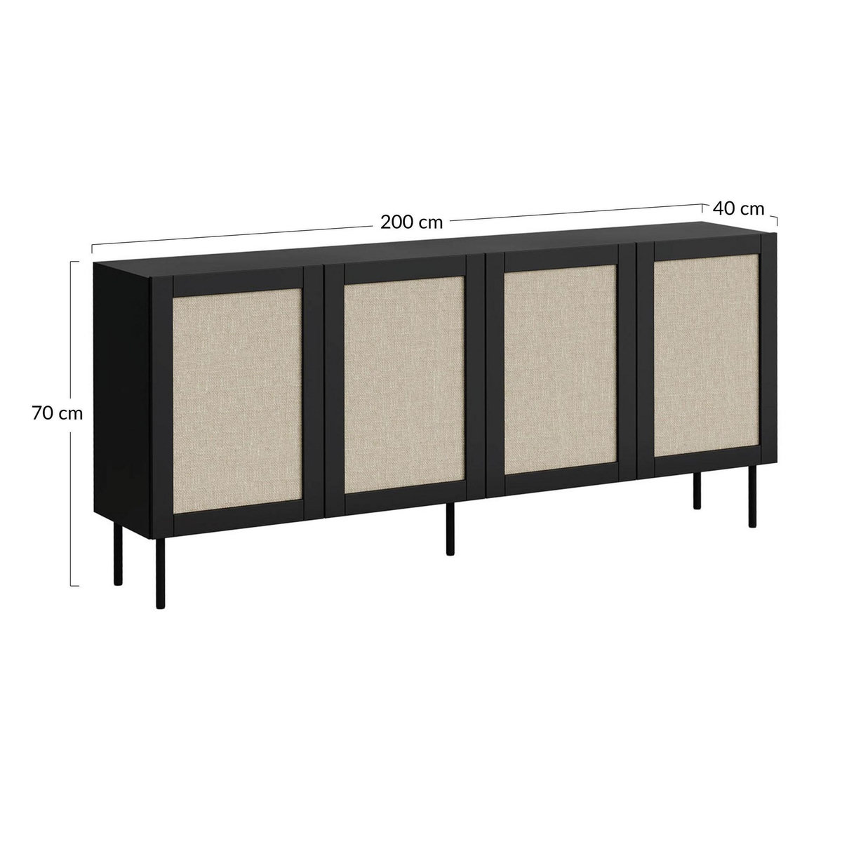 BEST MOBILIER Jose - buffet - bois et jute - 200 cm