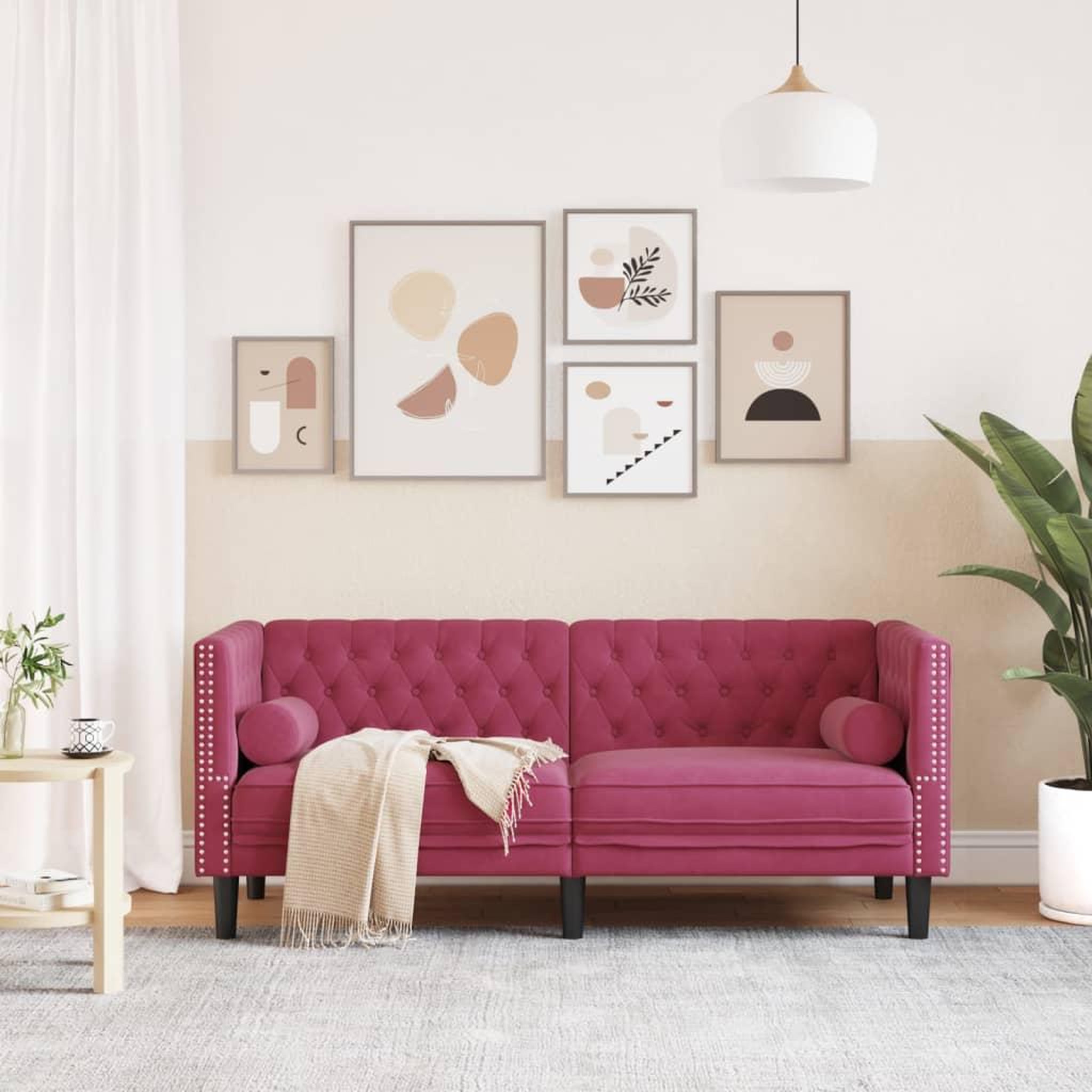 Voir la diapositive 3 : VIDAXL Canape Chesterfield avec traversins 2 places velours