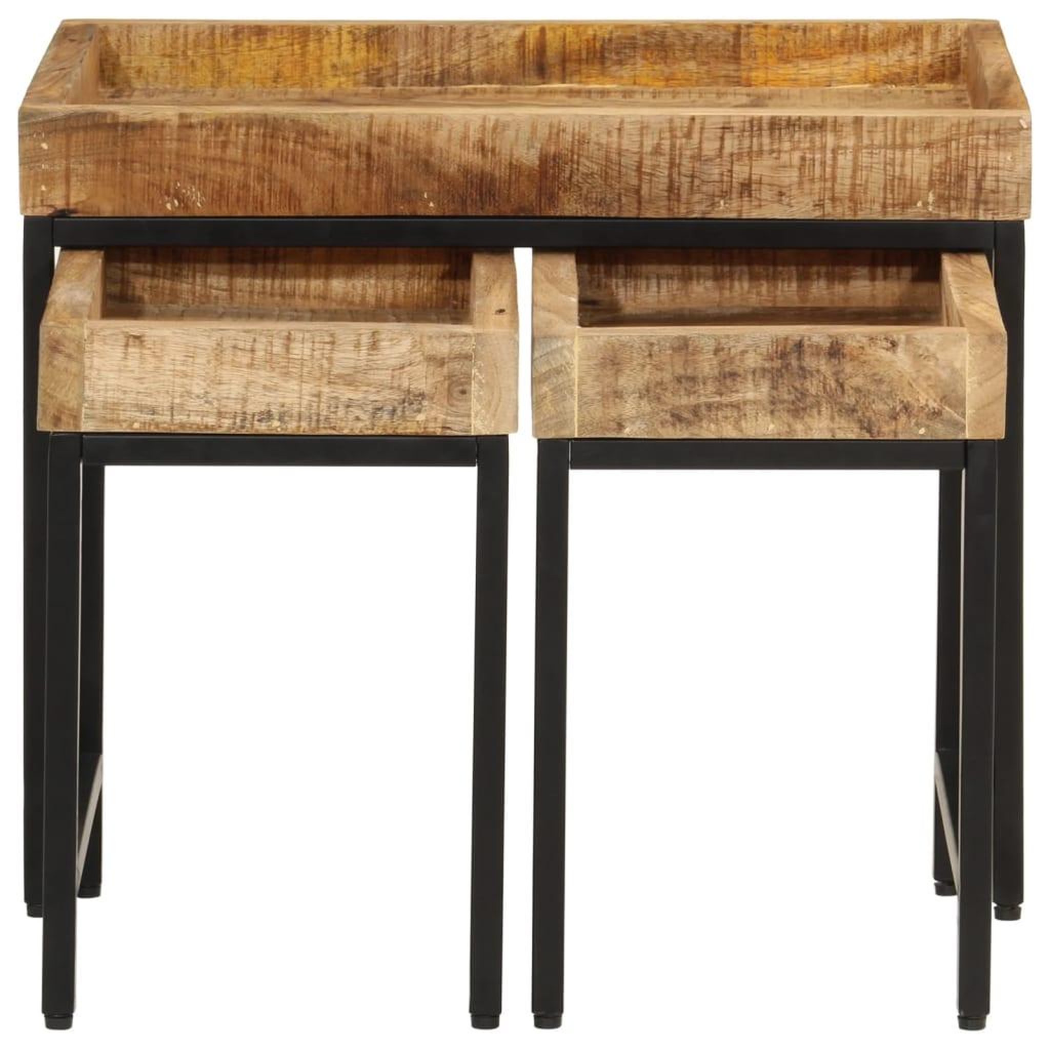 Voir la diapositive 3 : VIDAXL Tables basses gigognes 3pcs bois de manguier massif brut et fer