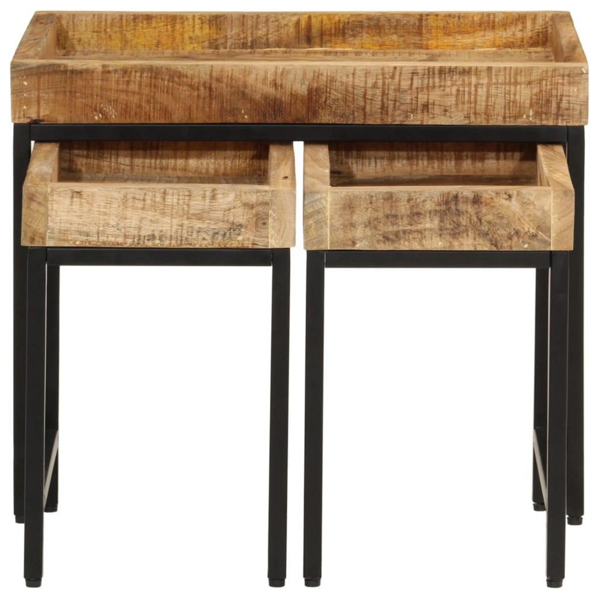 VIDAXL Tables basses gigognes 3pcs bois de manguier massif brut et fer