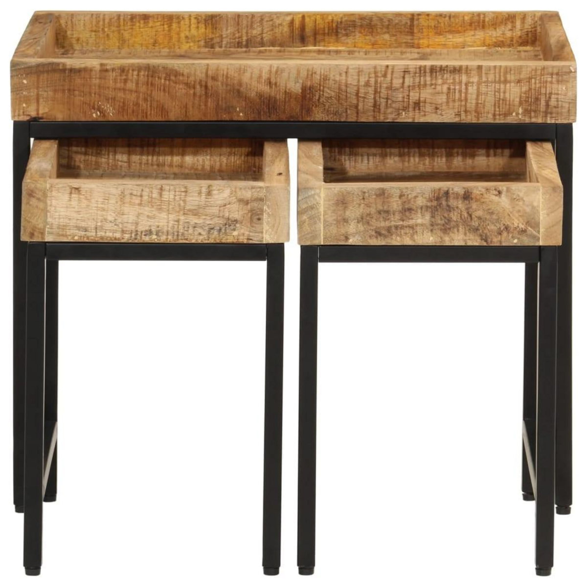 VIDAXL Tables basses gigognes 3pcs bois de manguier massif brut et fer