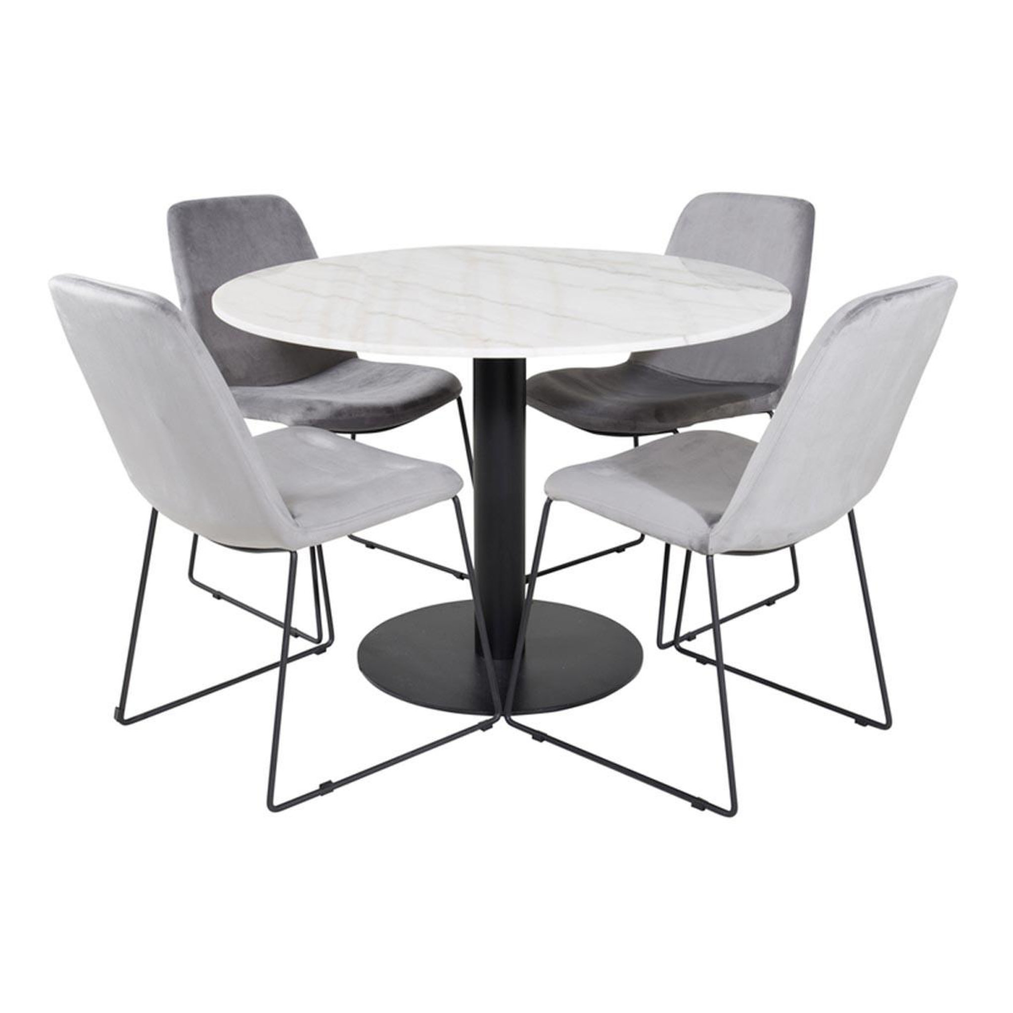 Paris Prix Ensemble table à manger & 4 chaises  estelle & muce  106cm blanc & gris