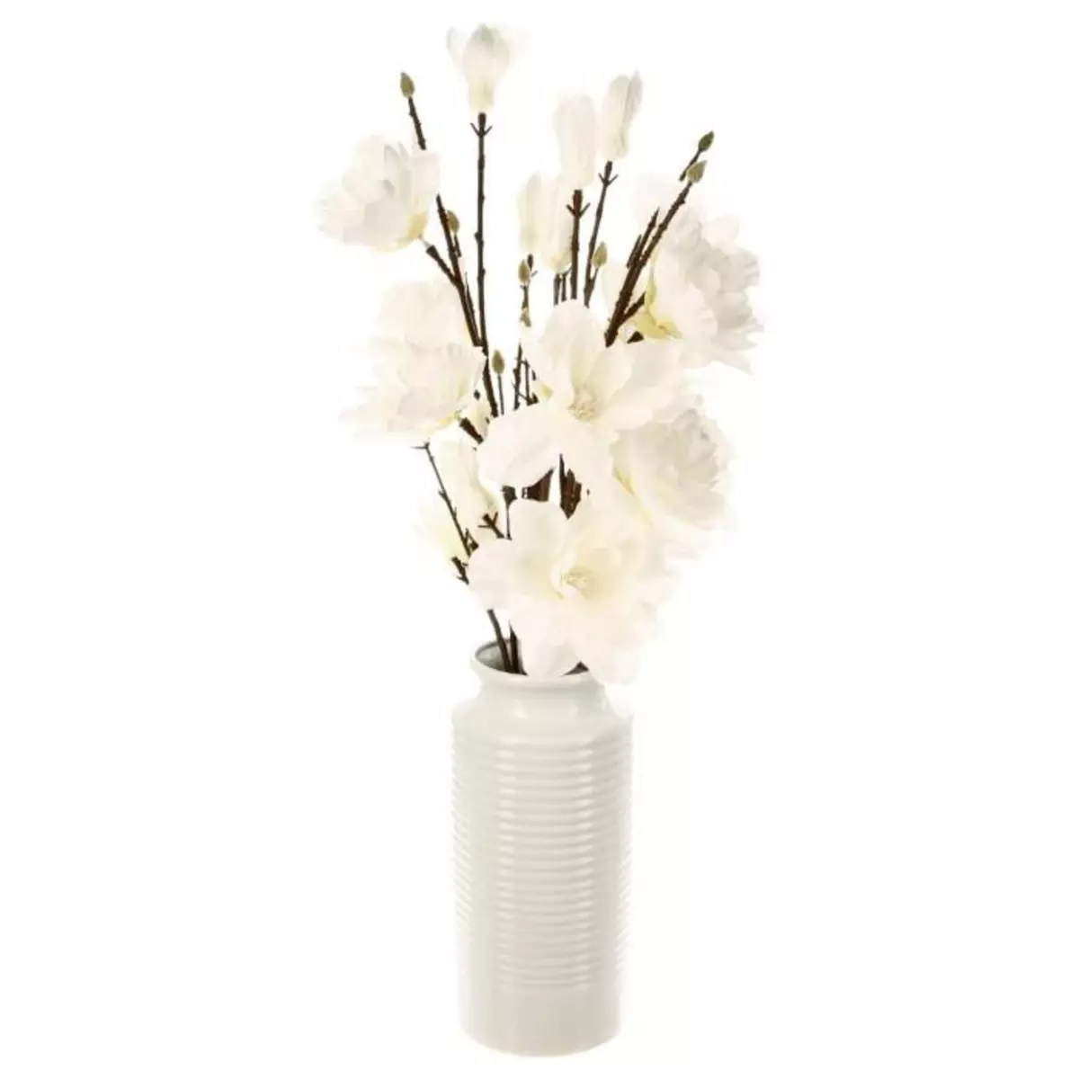 ATMOSPHERA Composition Florale & Vase  Magnolia  73cm Blanc