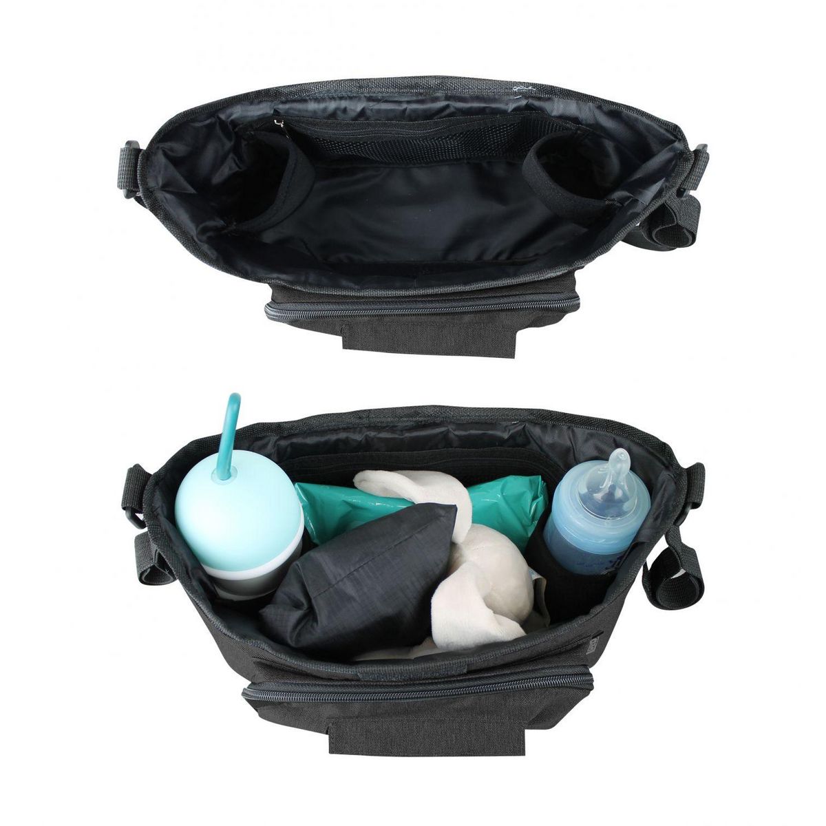 Monsieur Bébé Sac à langer, de rangement pour poussette - 33 x 16 x 18.5 cm - Noir