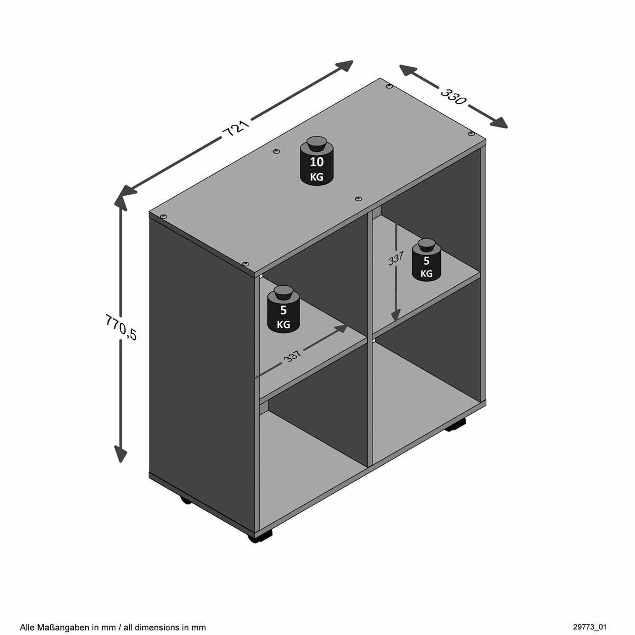 Voir la diapositive 3 : Paris Prix Étagère 4 cases design  timpa  78cm blanc