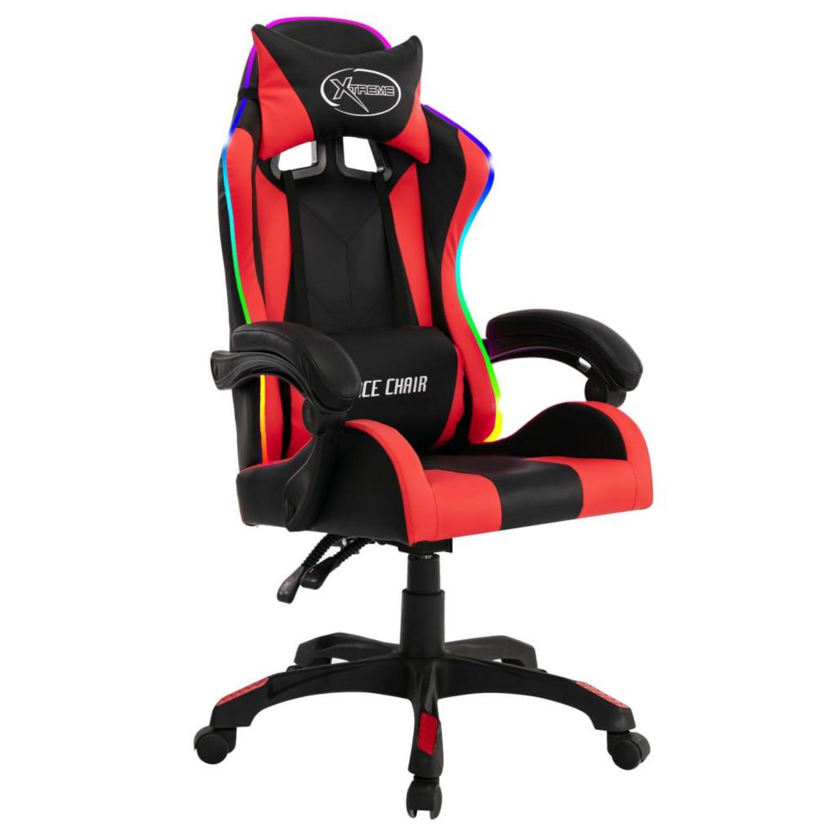 VIDAXL Fauteuil de jeux video avec LED RVB Rouge et noir Similicuir