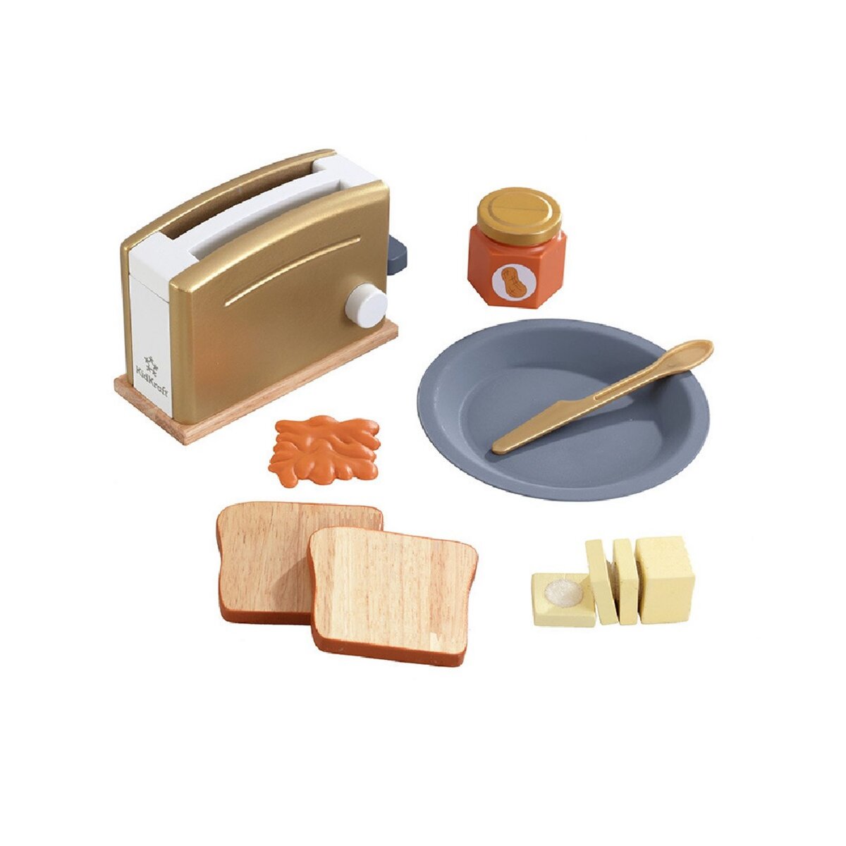 Kidkraft Ensemble dinette petit-déjeuner avec grille-pain doré + accessoires