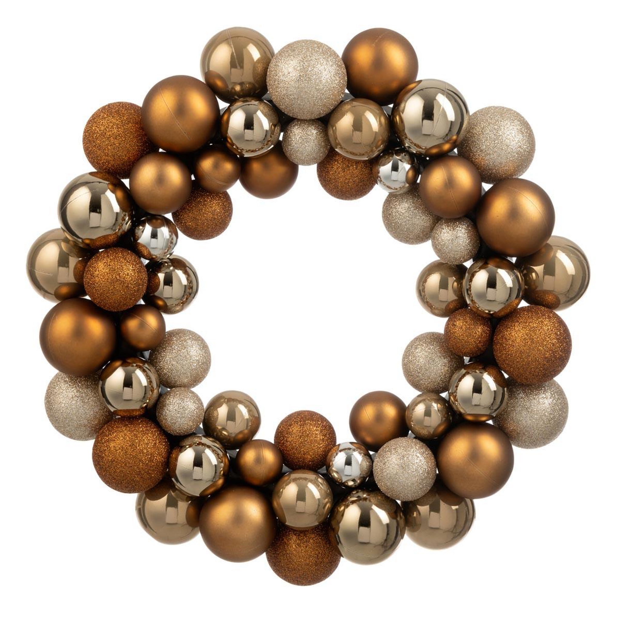 J-LINE Couronne boules de noël  night  35cm marron