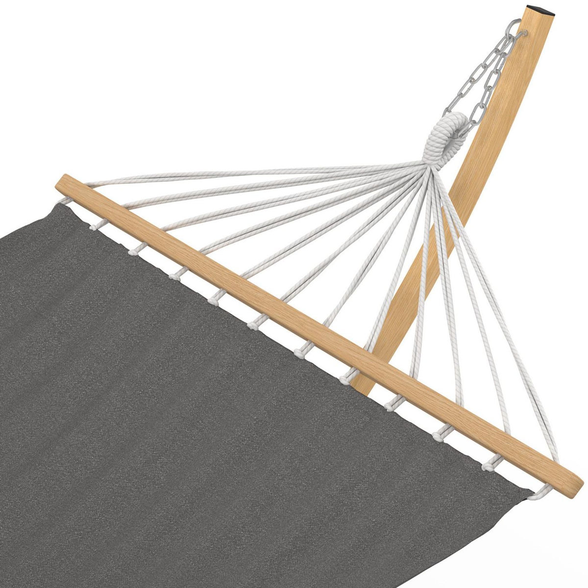 ID MARKET Hamac XL avec support métal effet bois et toile grise