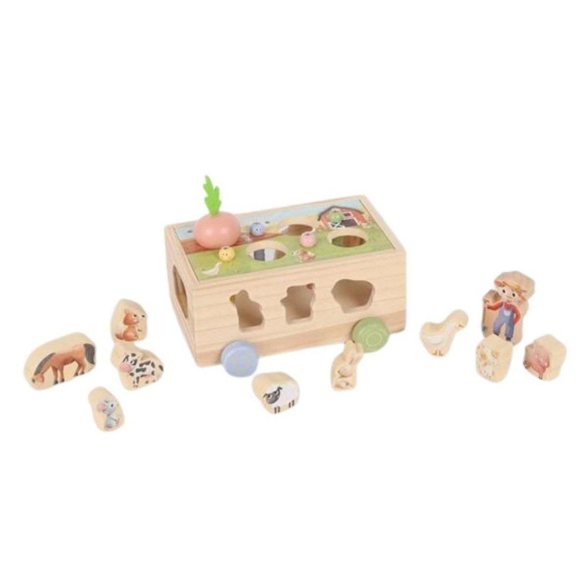 ELINELI Ferme mobile multifonction en bois avec animaux