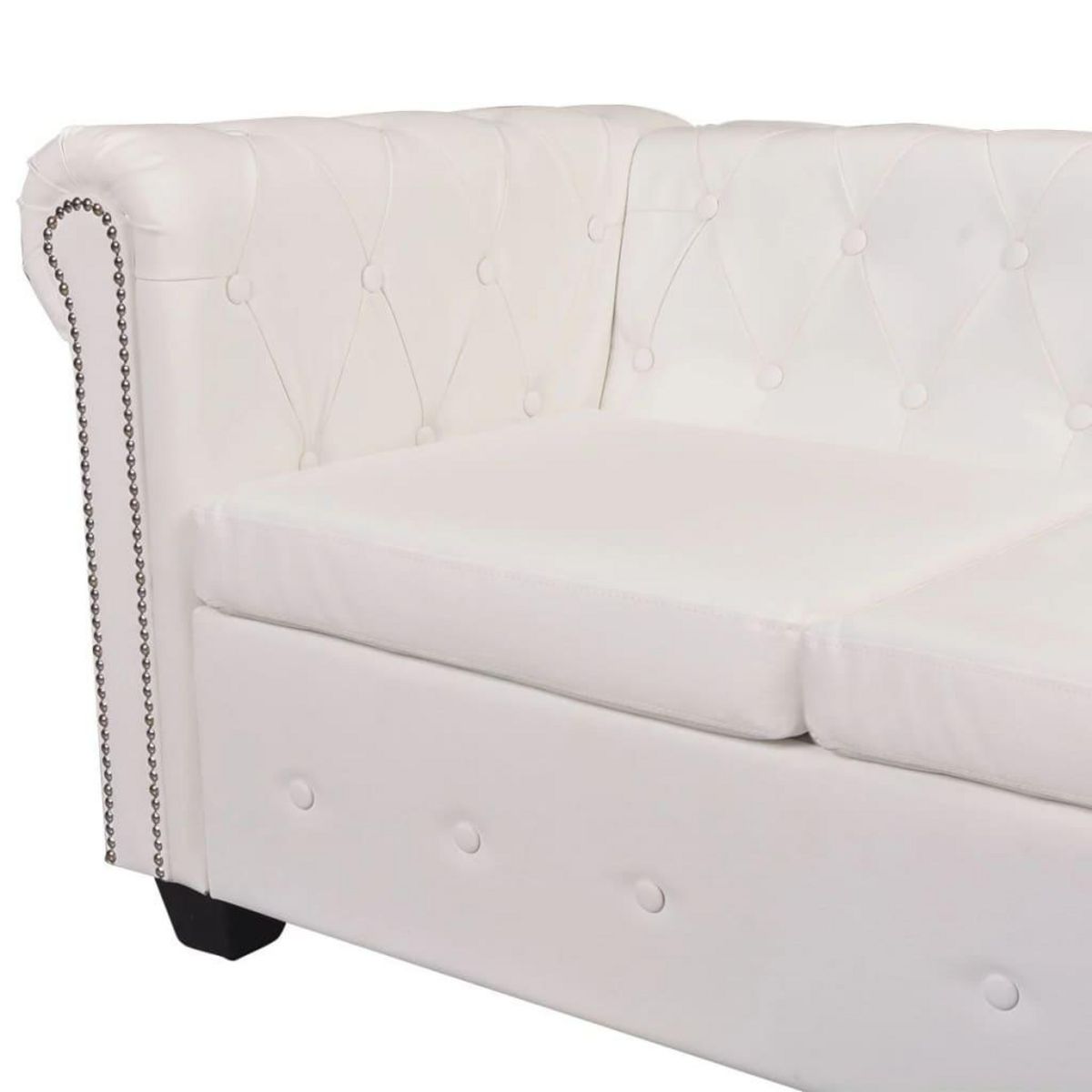 VIDAXL Canape d'angle Chesterfield 5 plc Cuir artificiel Blanc