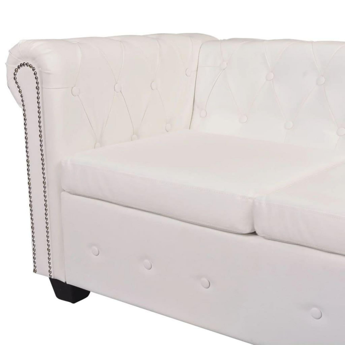 VIDAXL Canape d'angle Chesterfield 5 plc Cuir artificiel Blanc