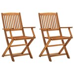 VIDAXL Chaises pliables d'exterieur lot de 2 Bois d'acacia solide