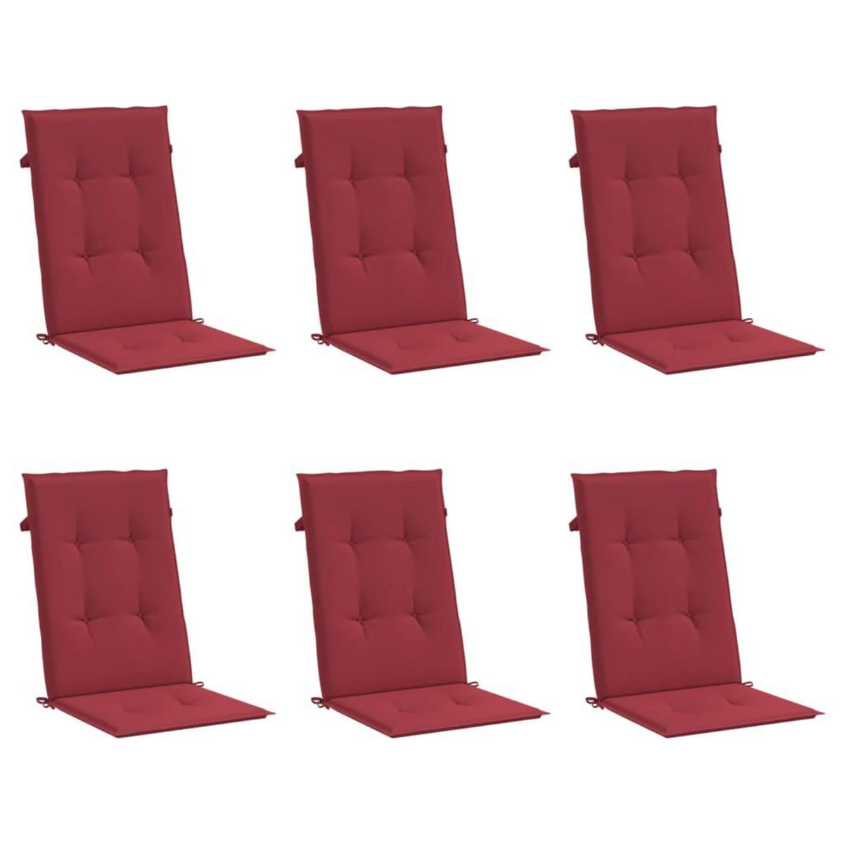 VIDAXL Coussins de chaise de jardin a dossier haut lot de 6 bordeaux