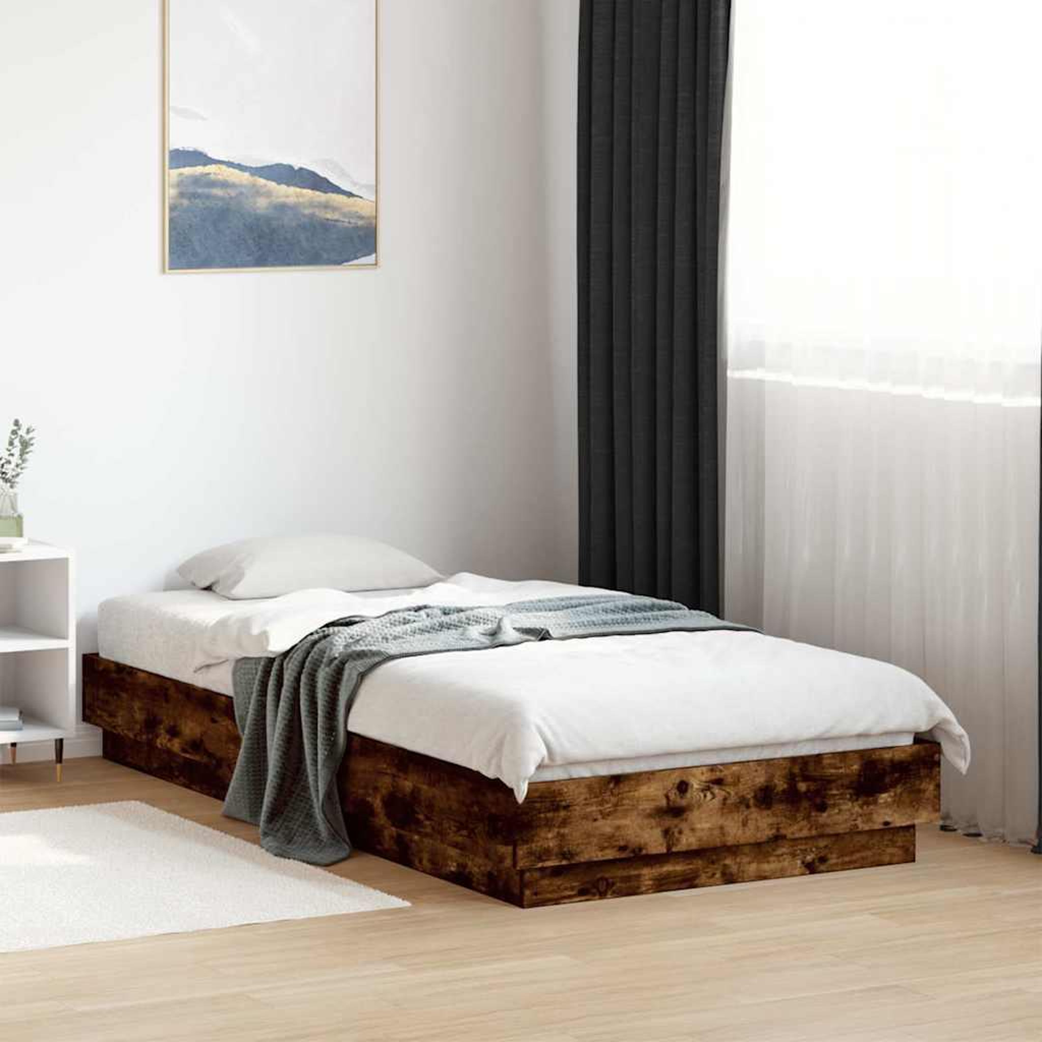 VIDAXL Cadre de lit sans matelas chene fume 90x190cm bois d'ingenierie
