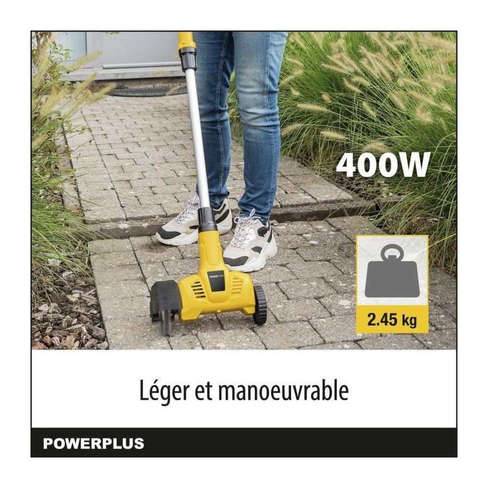 Voir la diapositive 2 : POWERPLUS Désherbeur Téléscopique Électrique Powerplus POWXG6650 - Extracteur de Mauvaises Herbes, 400 W, avec Brosse en Nylon et en A