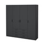 Voir la diapositive 5 : MARKET24 Armoire VEGA - Décor Gris anthracite - 4 portes + 3 tiroirs - L 195,5 x P 49,6 x H 200,4 cm