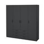 Voir la diapositive 5 : MARKET24 Armoire VEGA - Décor Gris anthracite - 4 portes + 3 tiroirs - L 195,5 x P 49,6 x H 200,4 cm